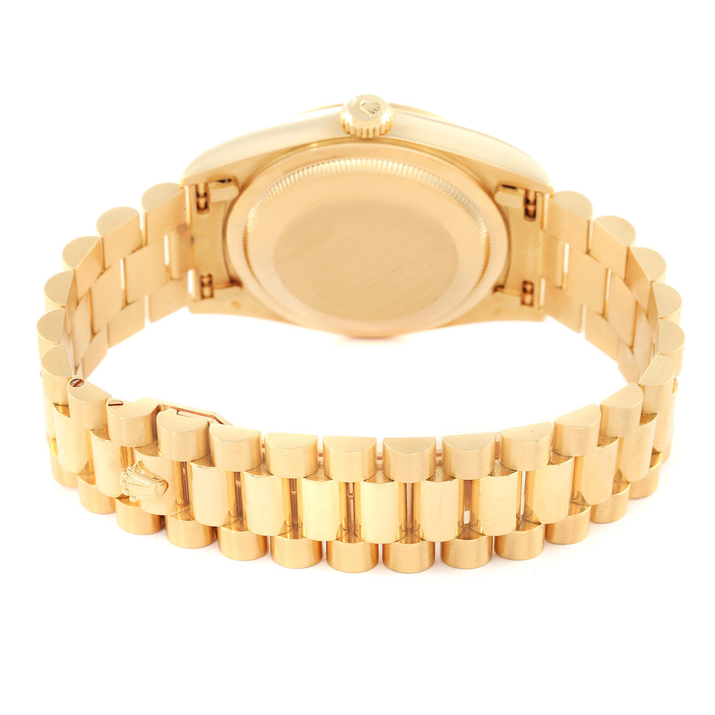 Rolex President Day Date Yellow Gold Diamond Lugs Mens Watch 18338 Papers
