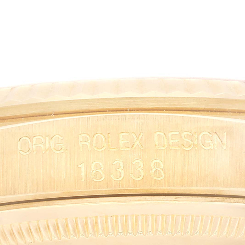 Rolex President Day Date Yellow Gold Diamond Lugs Mens Watch 18338 Papers
