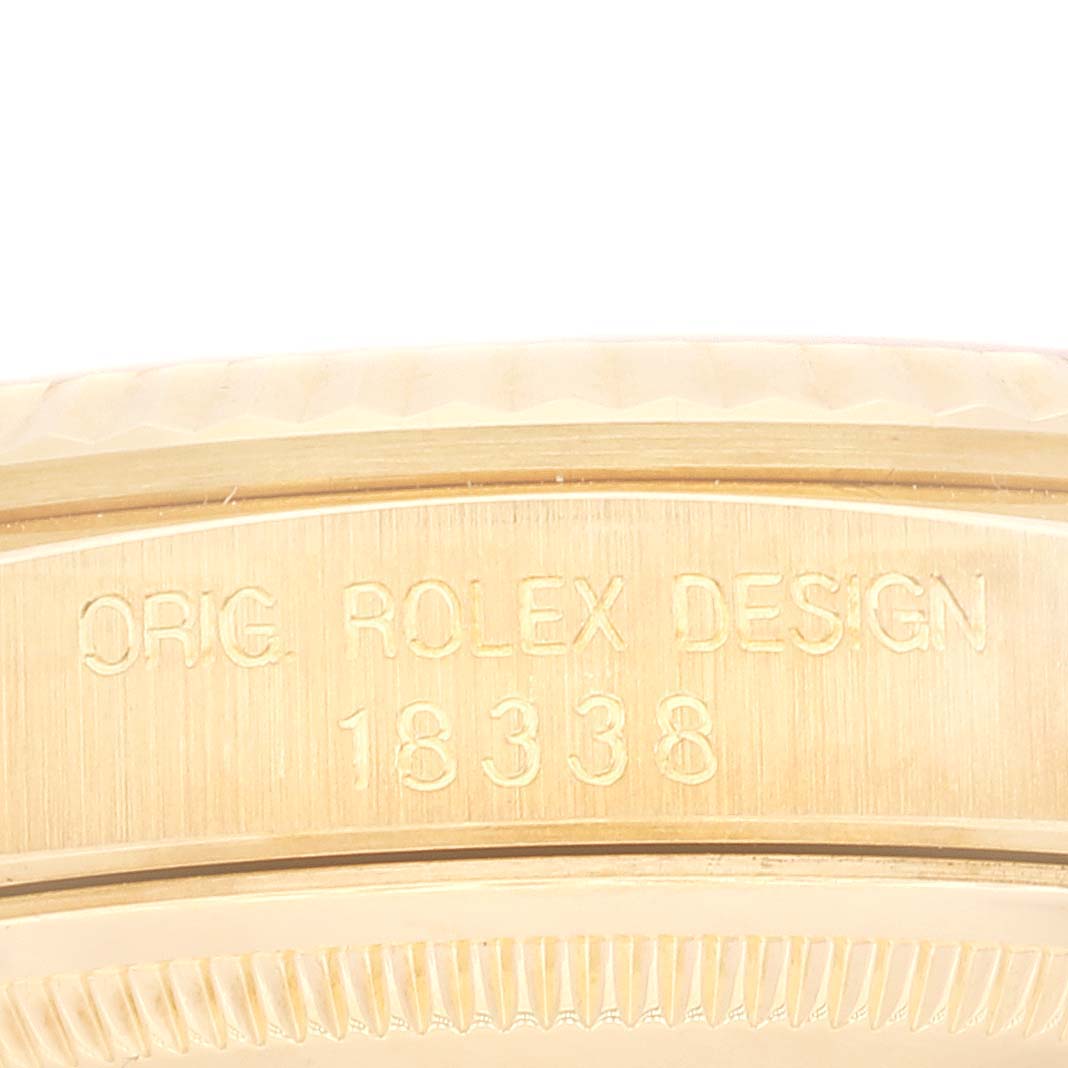 Rolex President Day Date Yellow Gold Diamond Lugs Mens Watch 18338 Papers