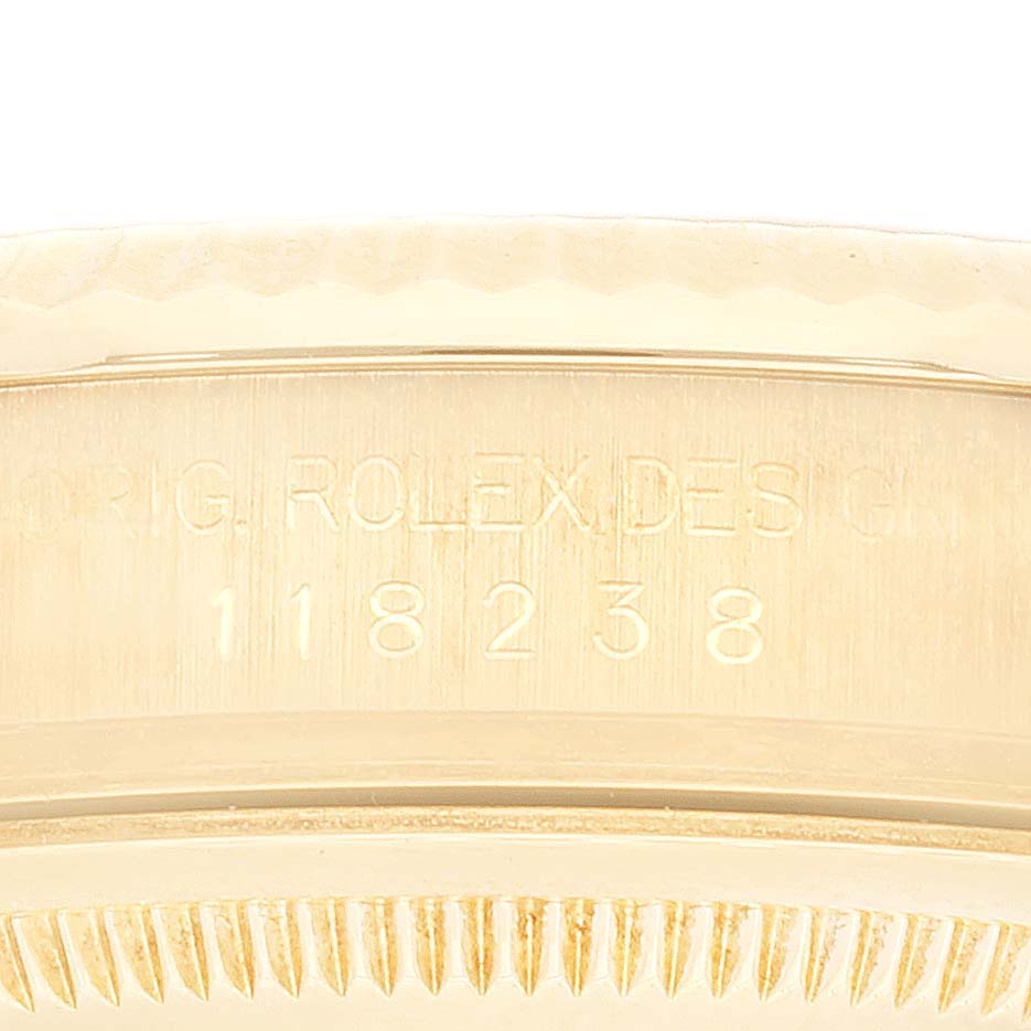 Rolex President Day Date Yellow Gold Diamond Mens Watch 118238