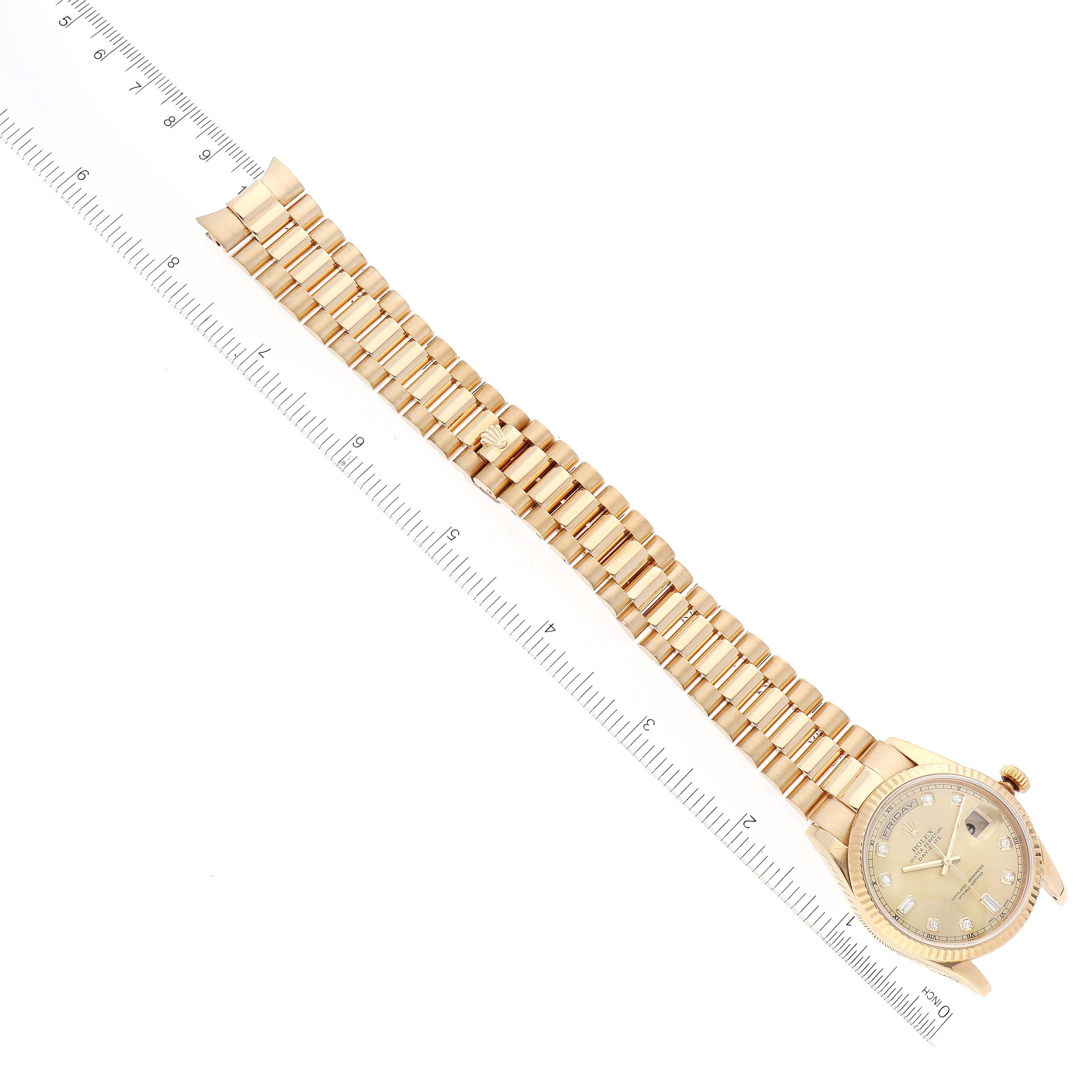 Rolex President Day Date Yellow Gold Diamond Mens Watch 118238