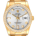 Rolex President Day Date Yellow Gold Diamond Mens Watch 118348 Box Papers