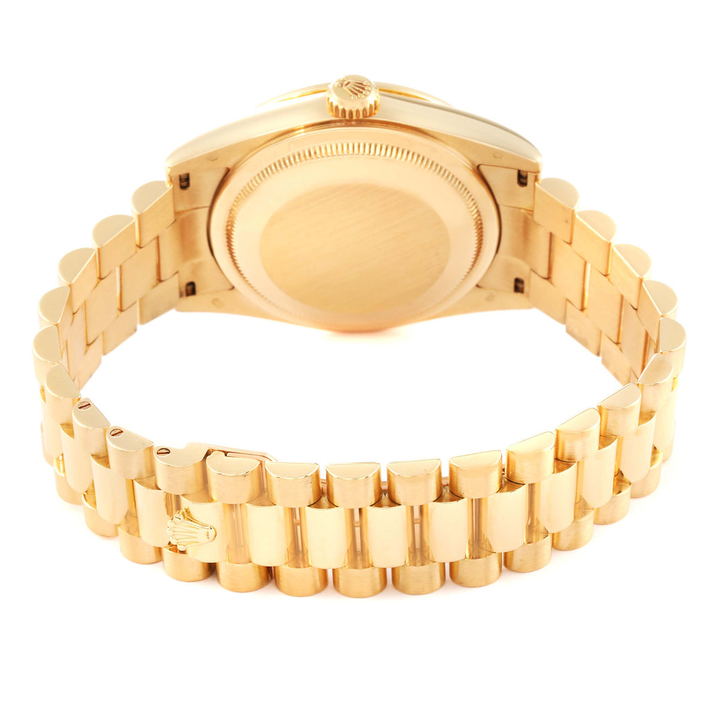 Rolex President Day Date Yellow Gold Diamond Mens Watch 118348 Box Papers