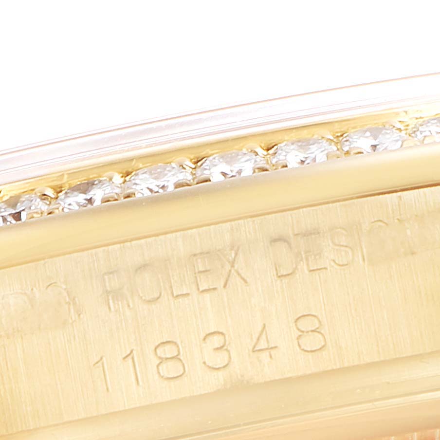 Rolex President Day Date Yellow Gold Diamond Mens Watch 118348 Box Papers