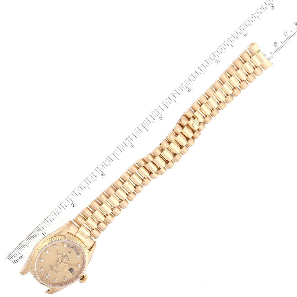Rolex President Day-Date Yellow Gold Diamond Mens Watch 18238 Box Papers