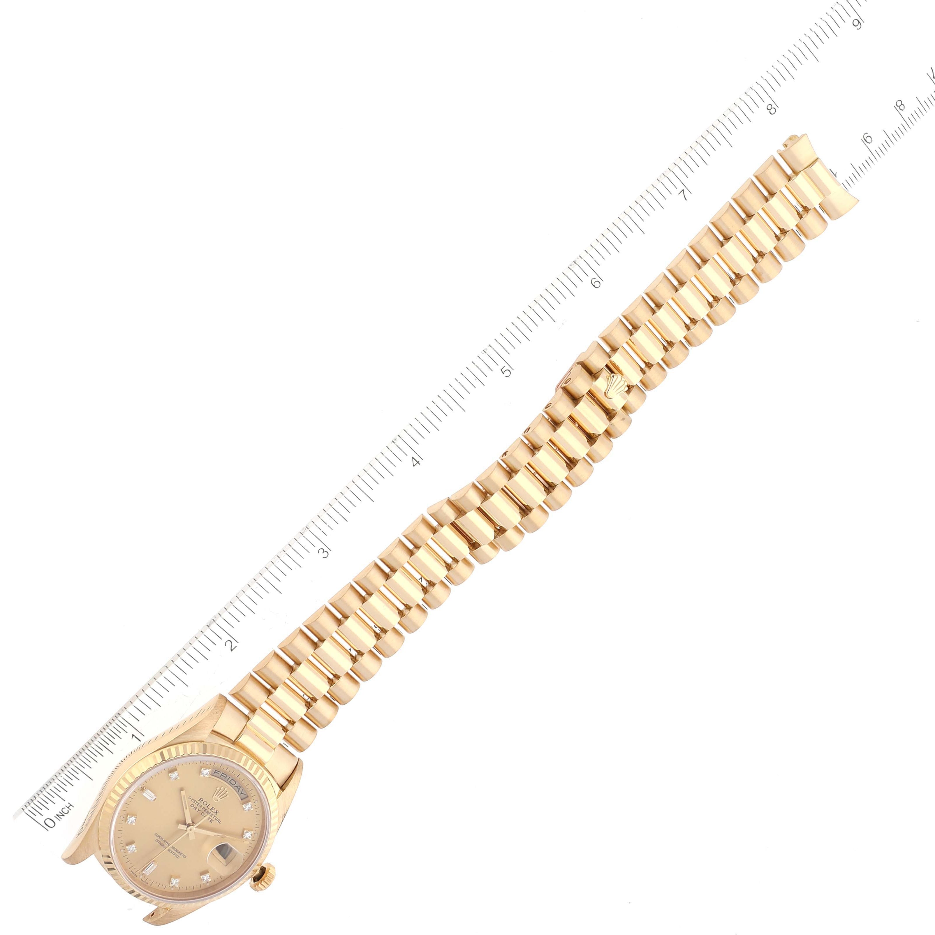 Rolex President Day-Date Yellow Gold Diamond Mens Watch 18238 Box Papers