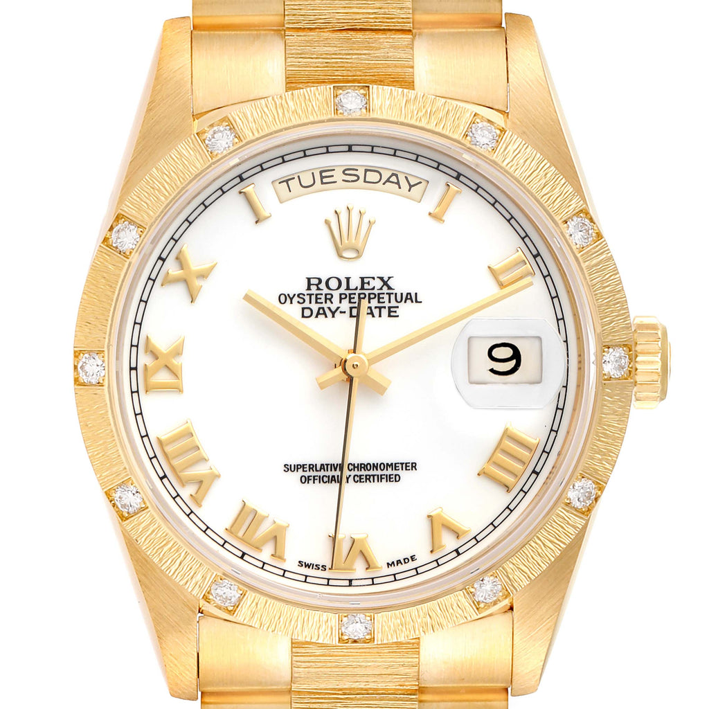 Rolex President Day-Date Yellow Gold Diamond Mens Watch 18308