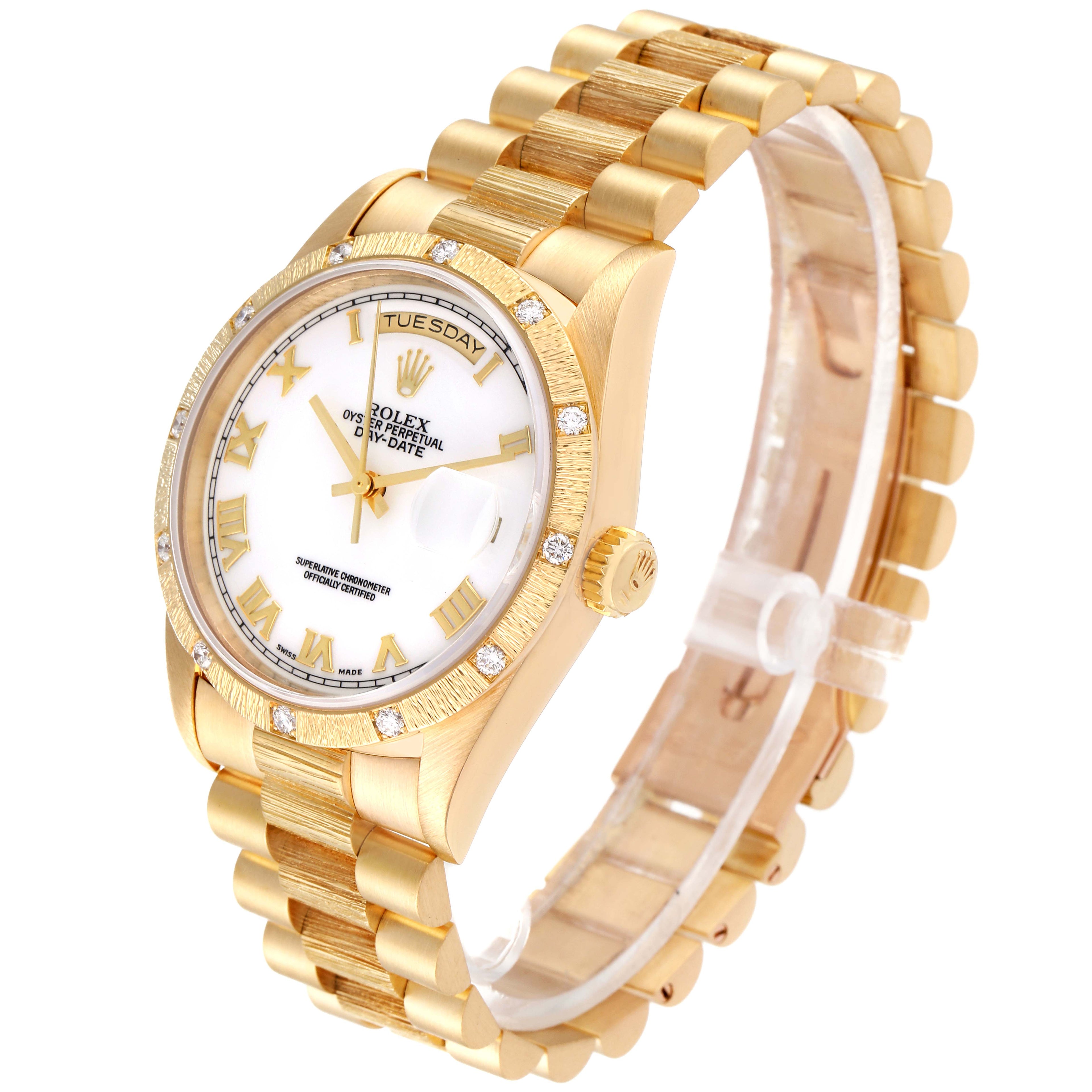 Rolex President Day-Date Yellow Gold Diamond Mens Watch 18308