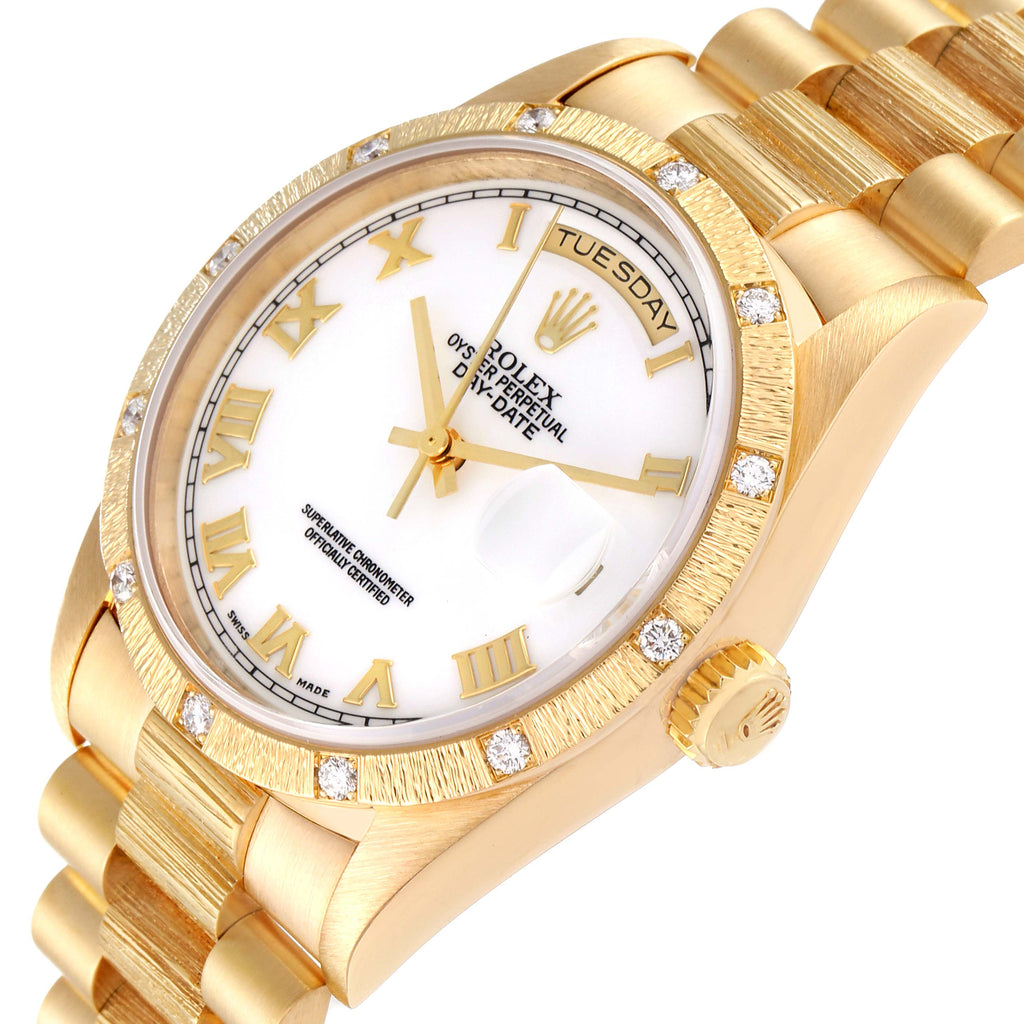 Rolex President Day-Date Yellow Gold Diamond Mens Watch 18308