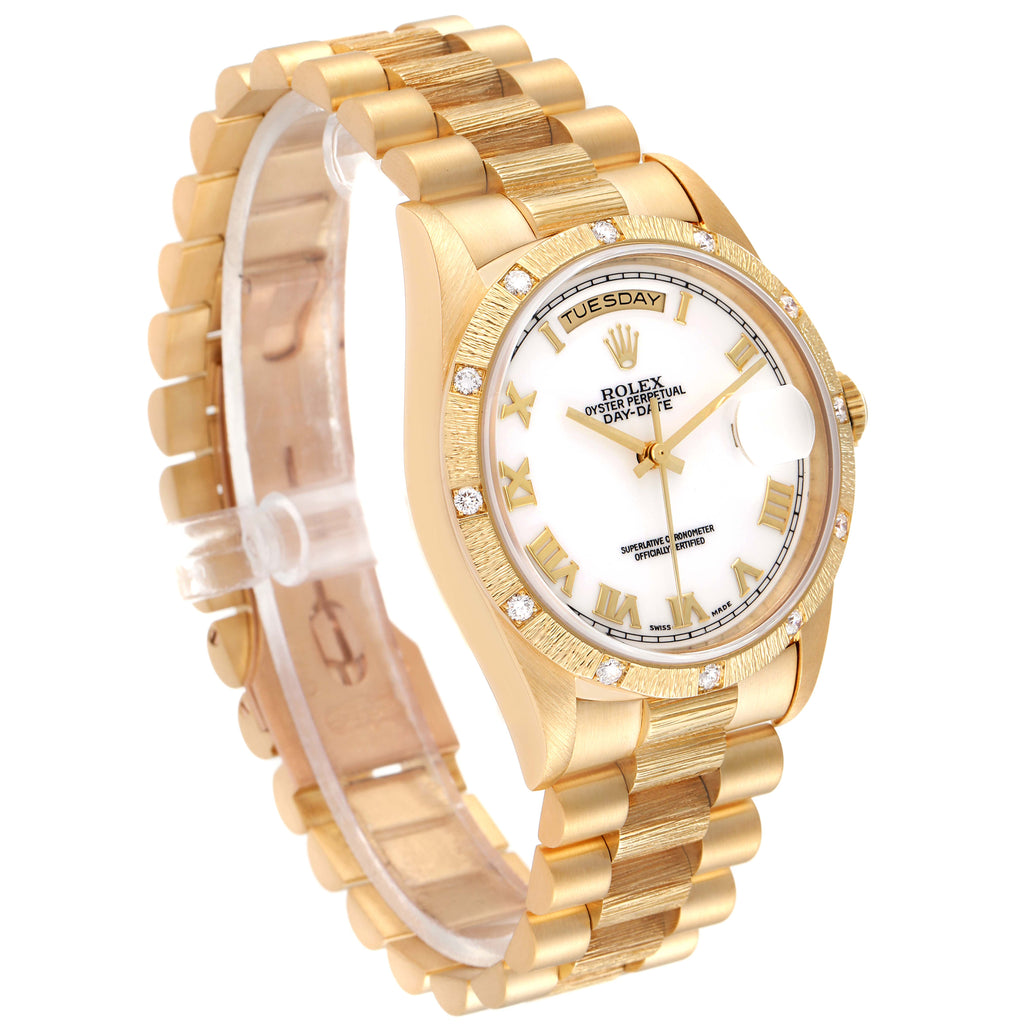 Rolex President Day-Date Yellow Gold Diamond Mens Watch 18308