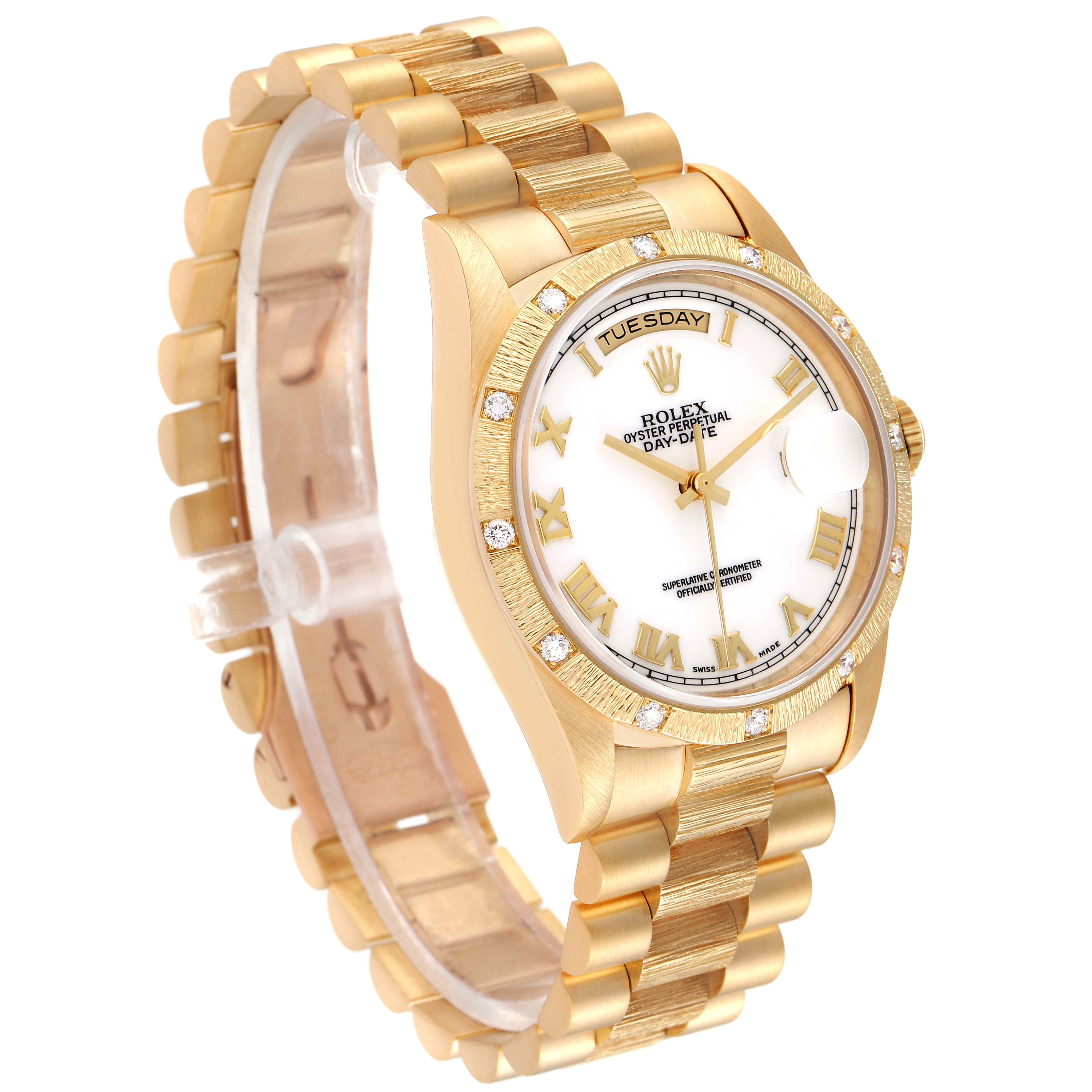 Rolex President Day-Date Yellow Gold Diamond Mens Watch 18308