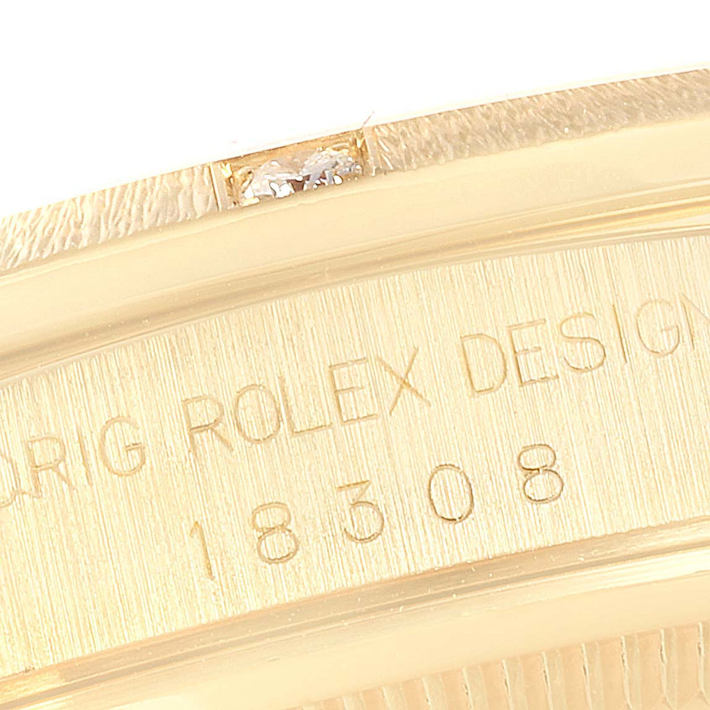 Rolex President Day-Date Yellow Gold Diamond Mens Watch 18308