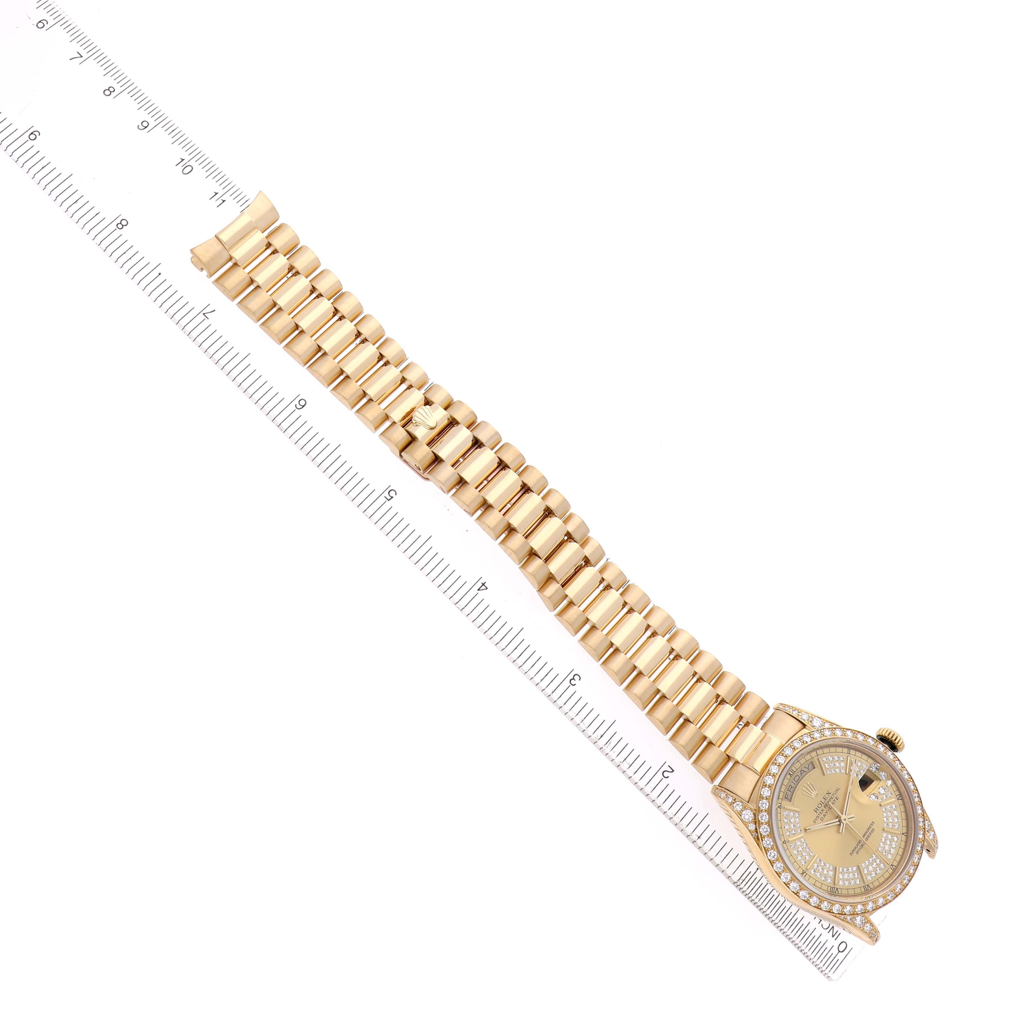 Rolex President Day-Date Yellow Gold Diamond Mens Watch 18388 + ADD ONE LINK (INSTALLED) - NO RETURN