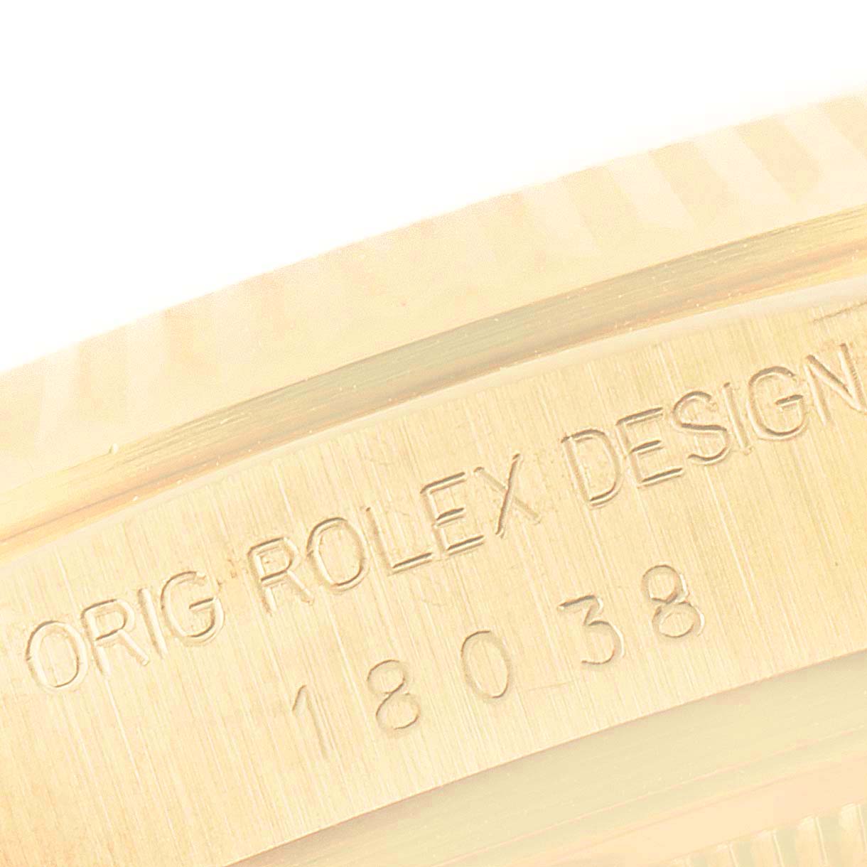 Rolex President Day-Date Yellow Gold Diamond Ruby Dial Watch 18038 Box Papers