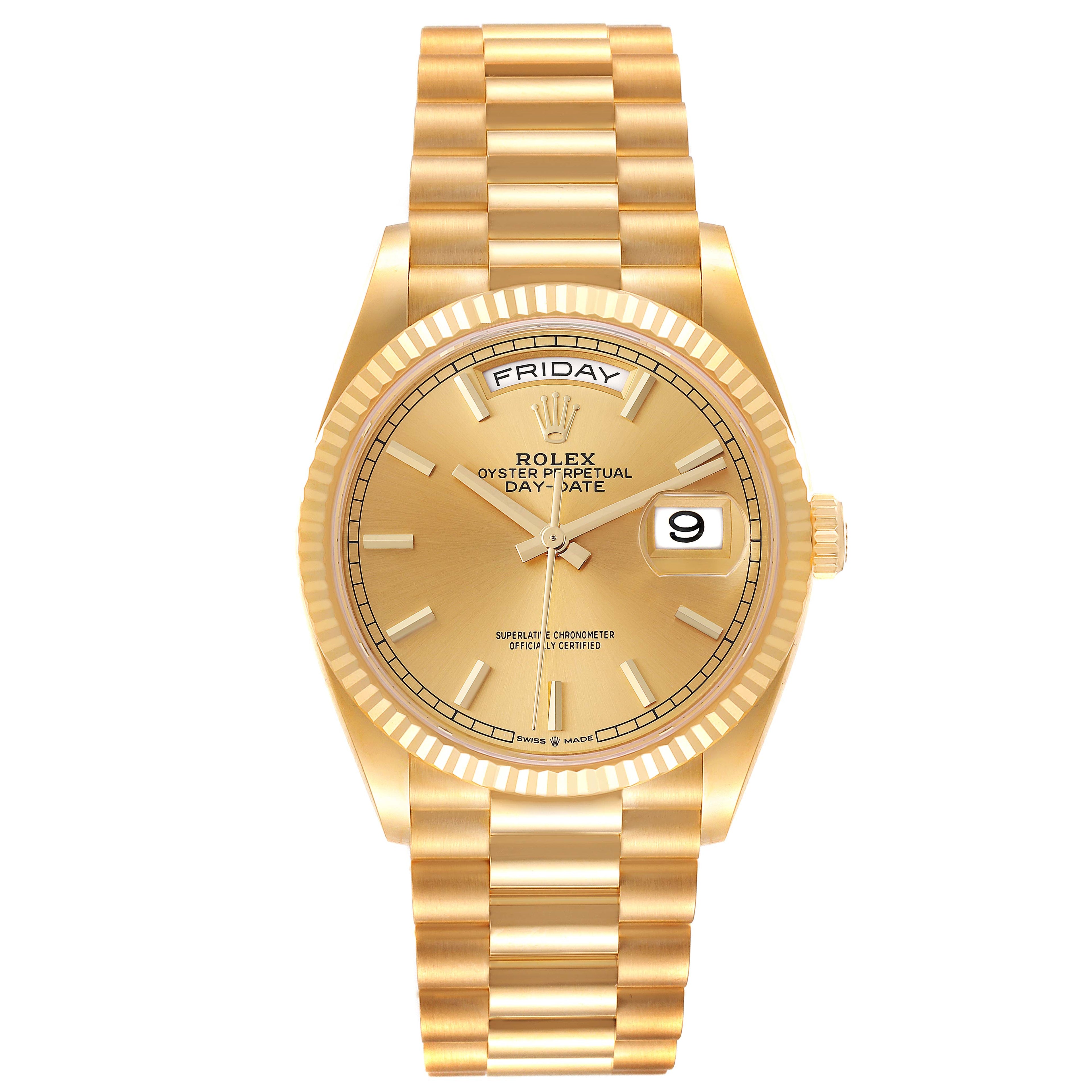 Rolex President Day-Date Yellow Gold Mens Watch 128238 Unworn