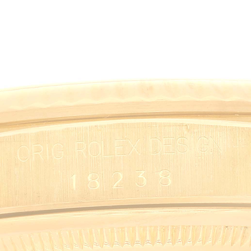 Rolex President Day-Date Yellow Gold Mother of Pearl Diamond Ruby Myriad Dial Watch 18238 Box