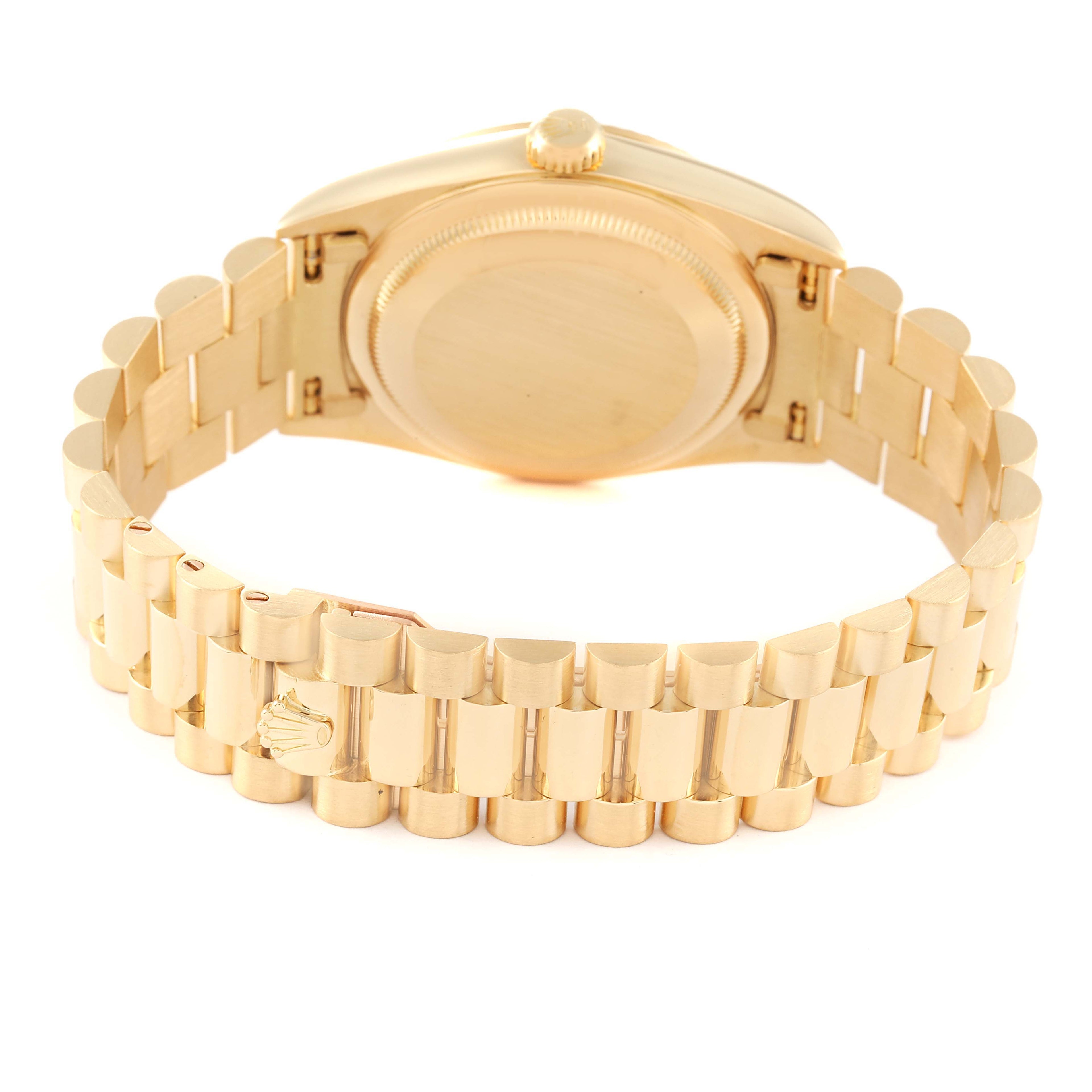 Rolex President Day-Date Yellow Gold Mother of Pearl Diamond Ruby Myriad Dial Watch 18238 Box