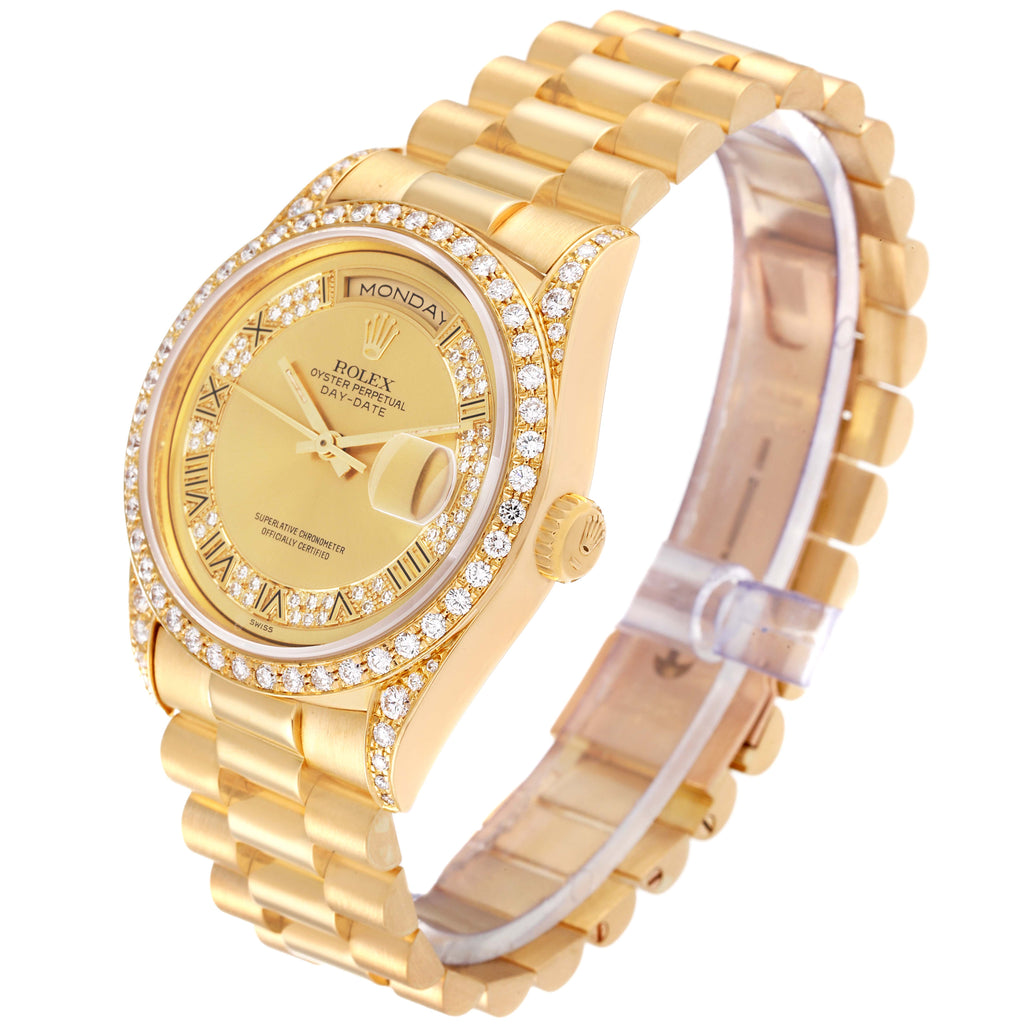 Rolex President Day-Date Yellow Gold Myriad Dial Diamond Lugs Mens Watch 18388