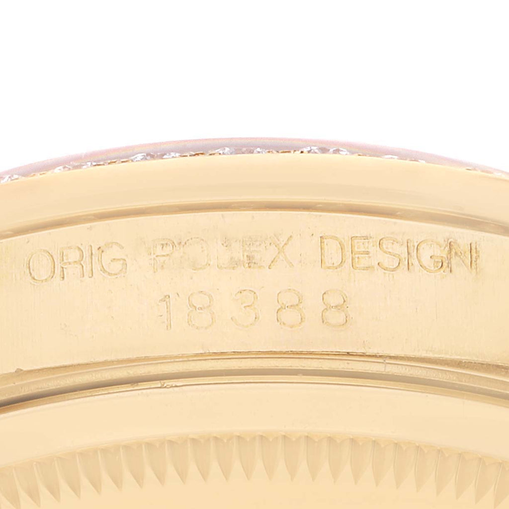 Rolex President Day-Date Yellow Gold Myriad Dial Diamond Lugs Mens Watch 18388