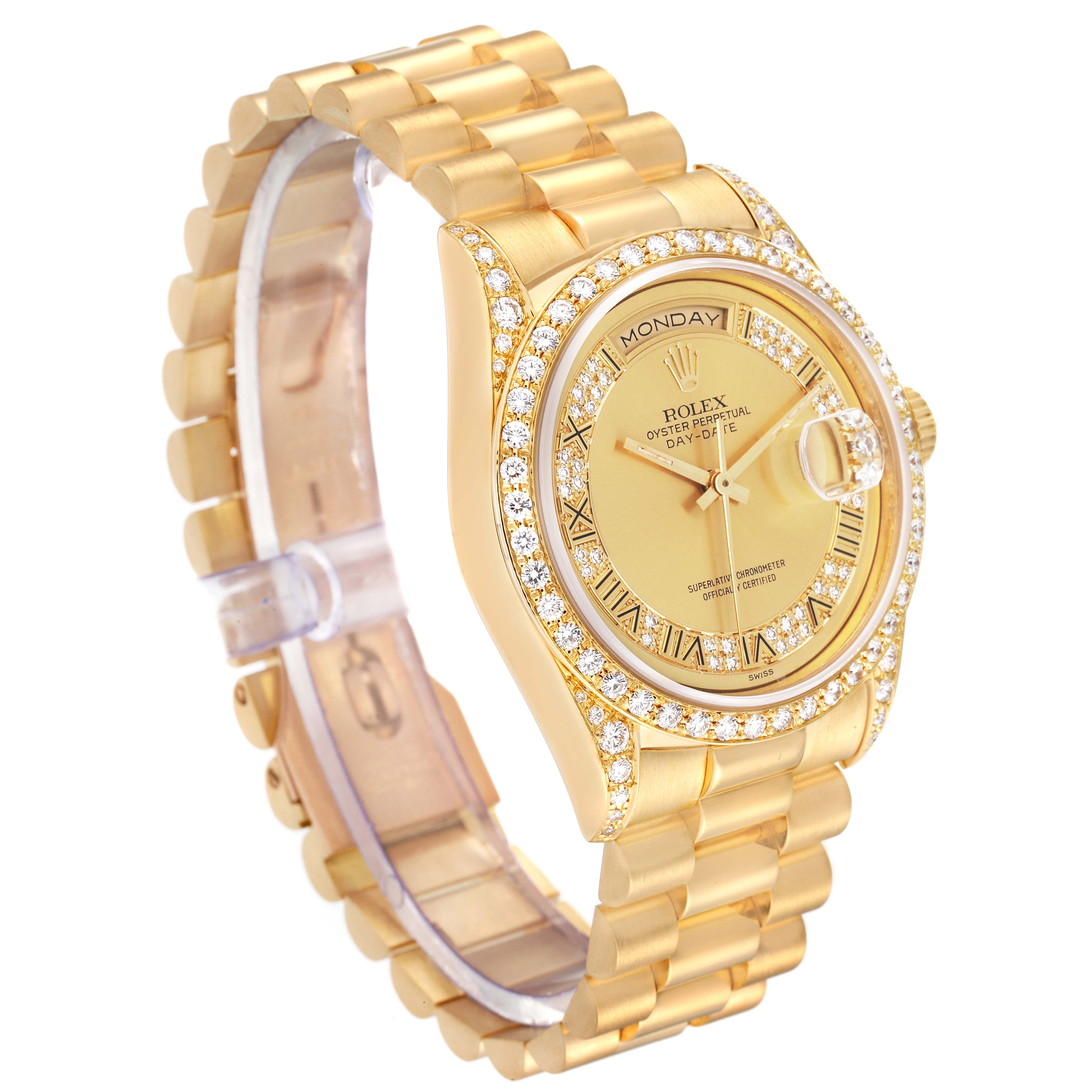 Rolex President Day-Date Yellow Gold Myriad Dial Diamond Lugs Mens Watch 18388