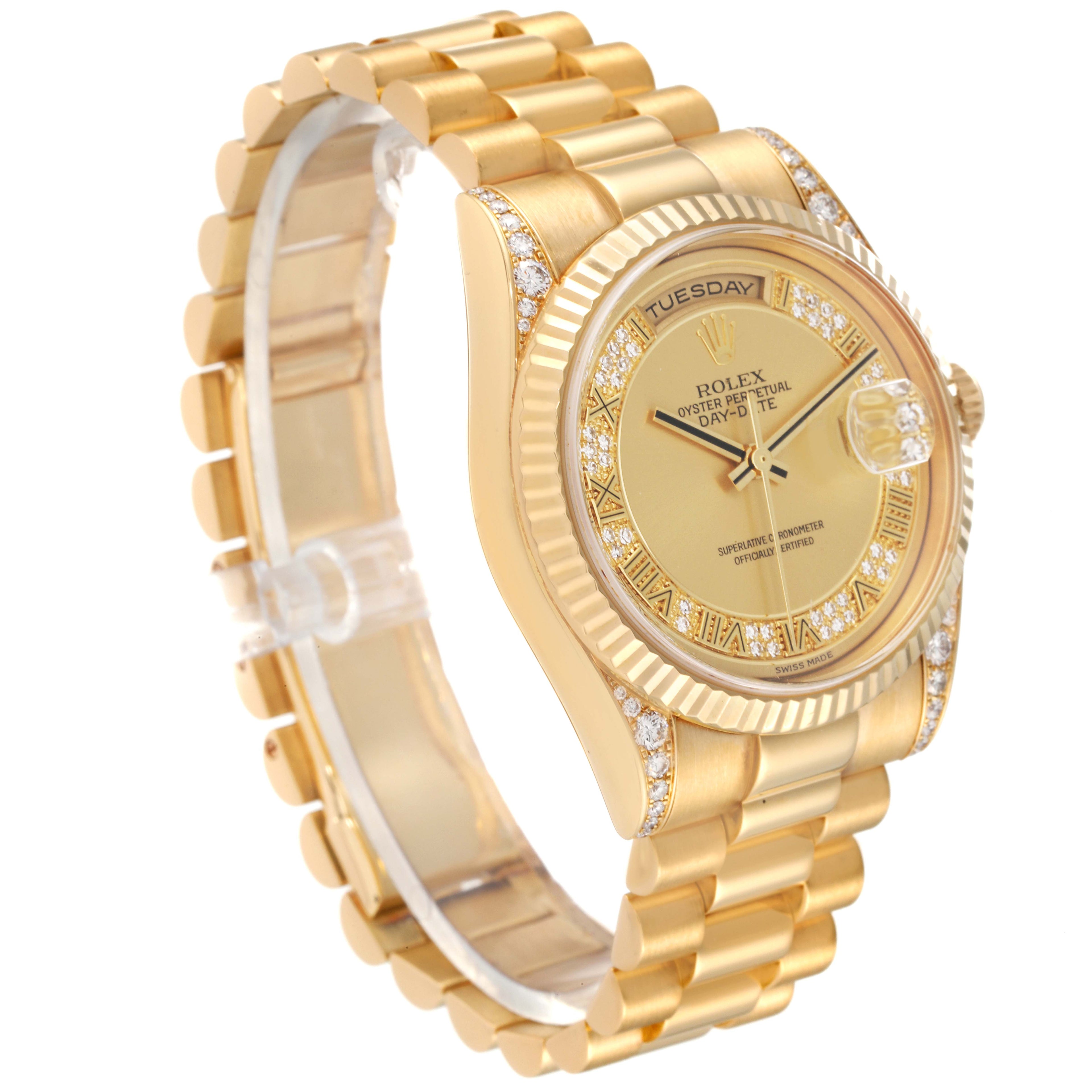 Rolex President Day Date Yellow Gold Myriad Dial Diamond Mens Watch 118338