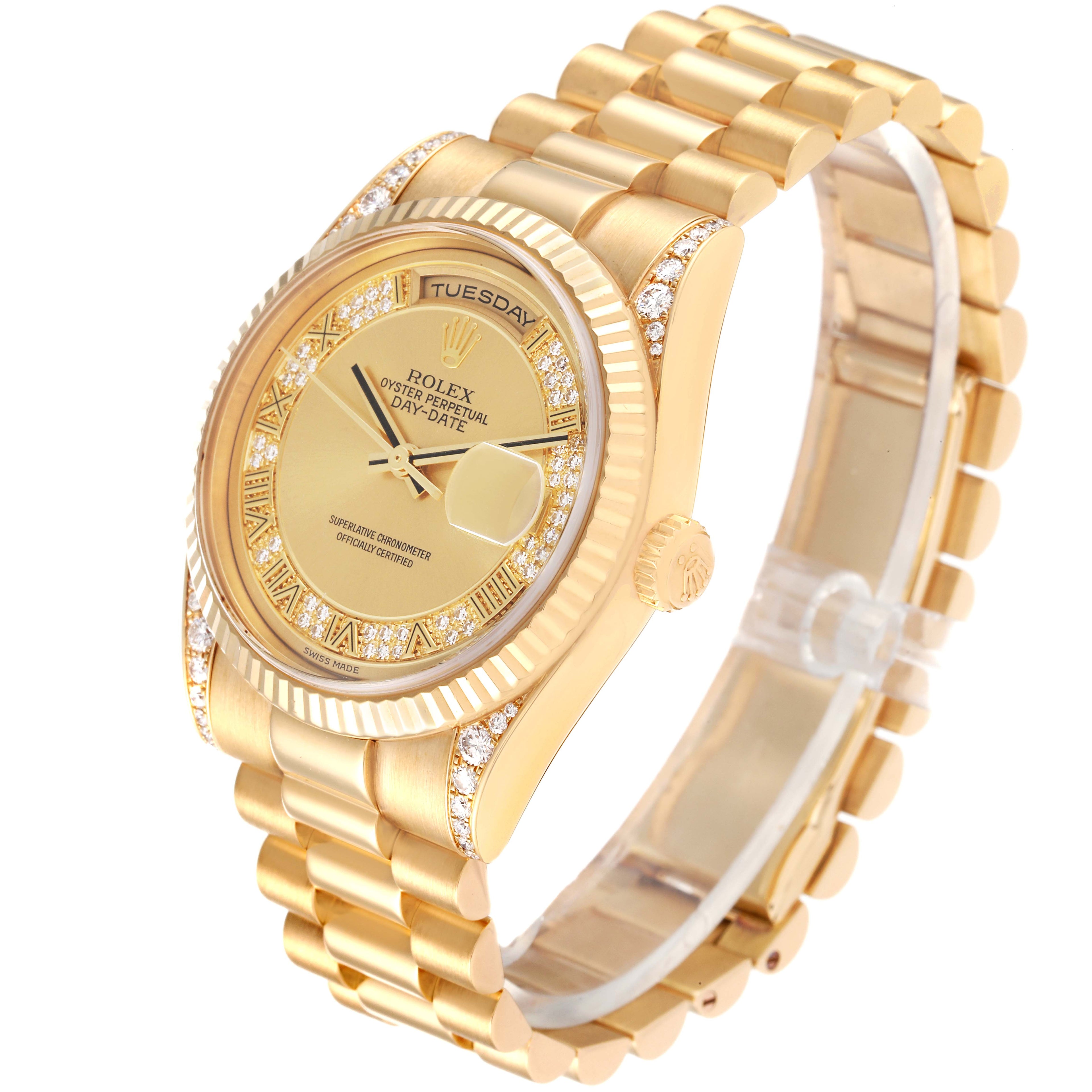 Rolex President Day Date Yellow Gold Myriad Dial Diamond Mens Watch 118338