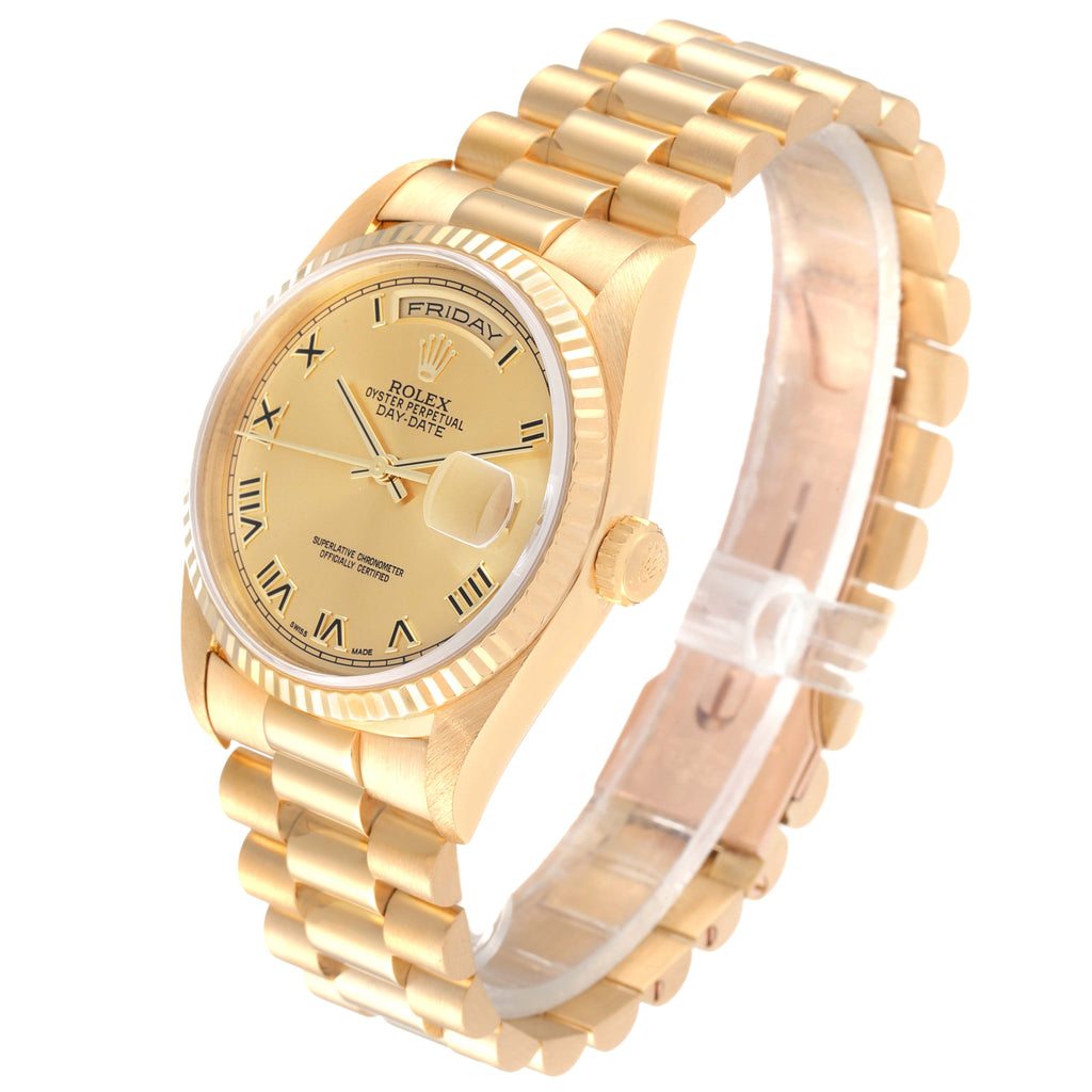 Rolex President Day-Date Yellow Gold Roman Dial Mens Watch 18238