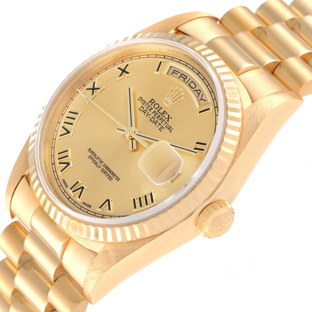 Rolex President Day-Date Yellow Gold Roman Dial Mens Watch 18238