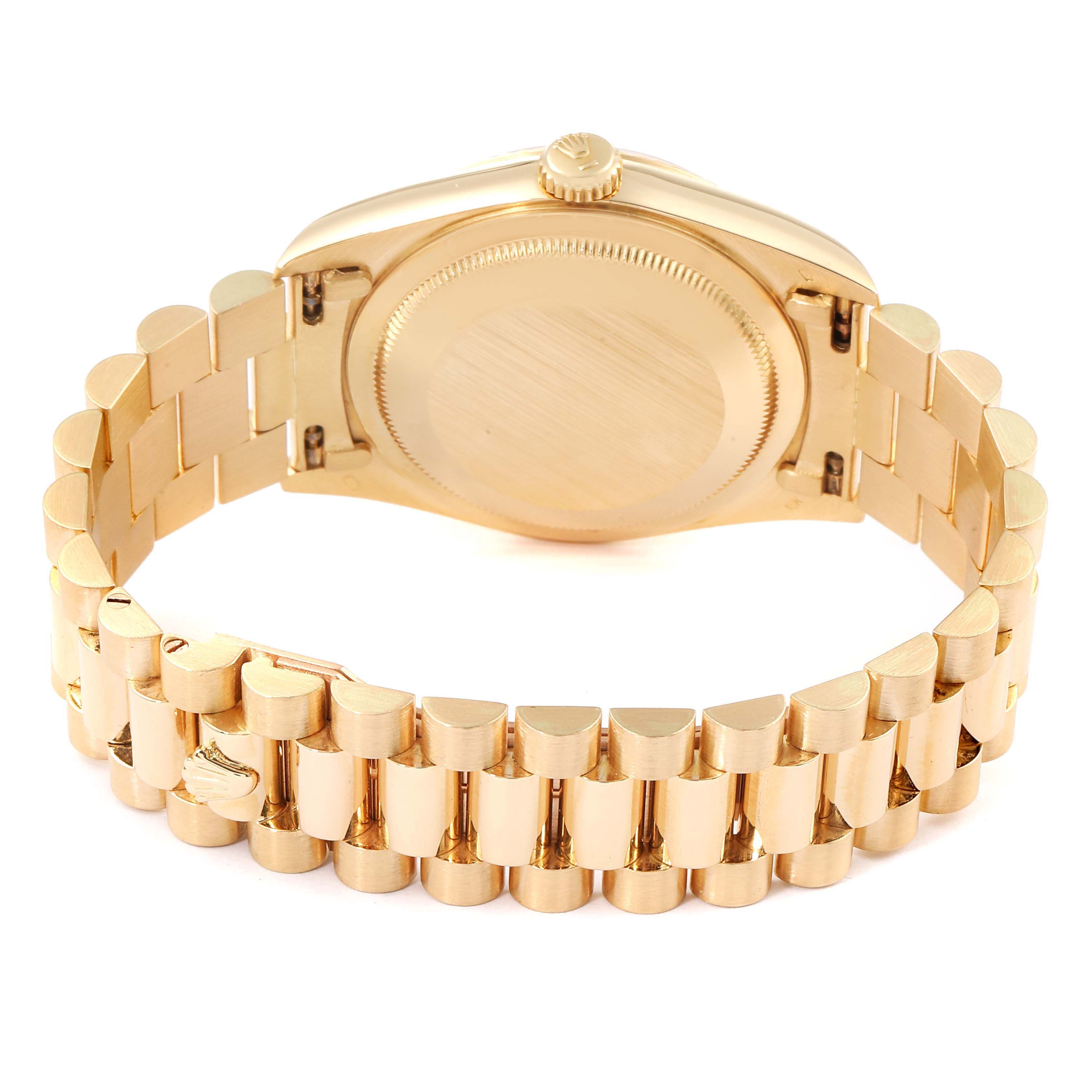 Rolex President Day-Date Yellow Gold String Diamond Dial Mens Watch 18238
