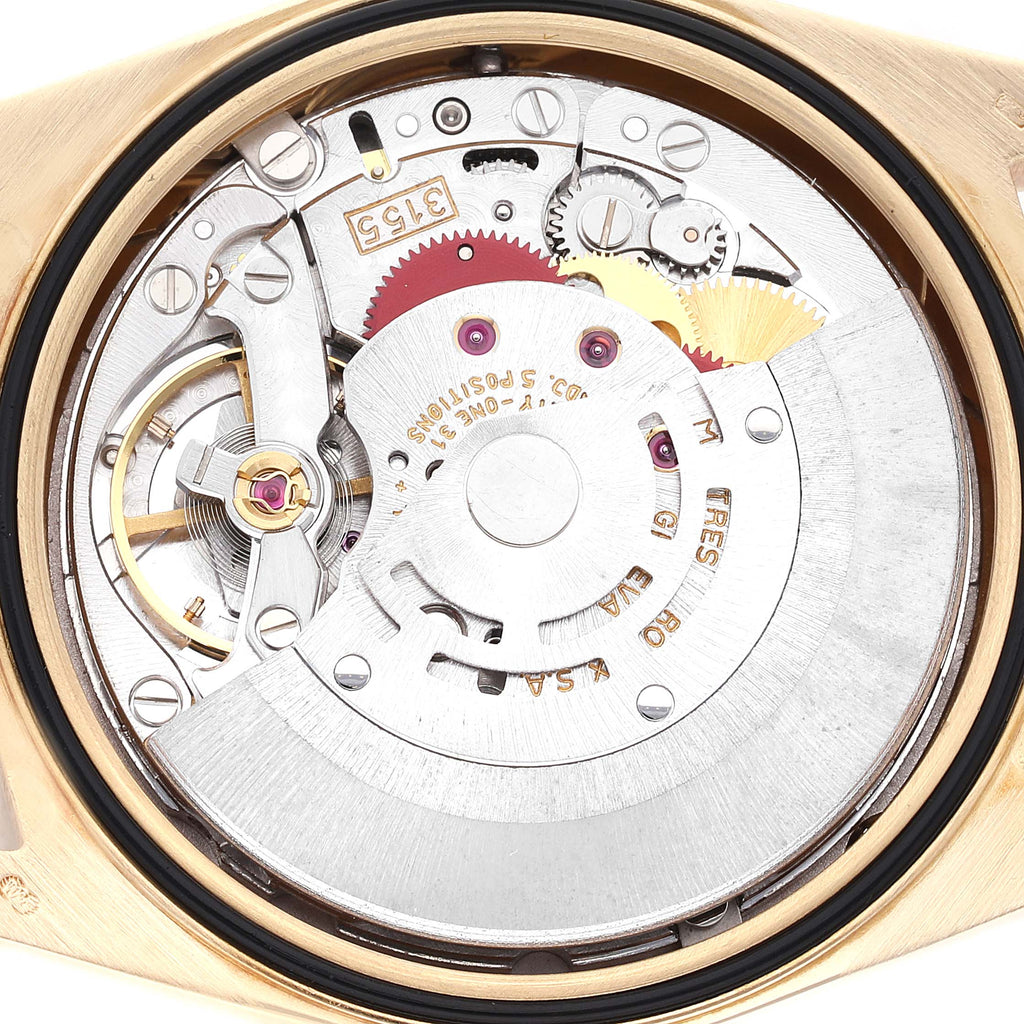 Rolex President Day-Date Yellow Gold String Diamond Emerald Dial Watch 18238
