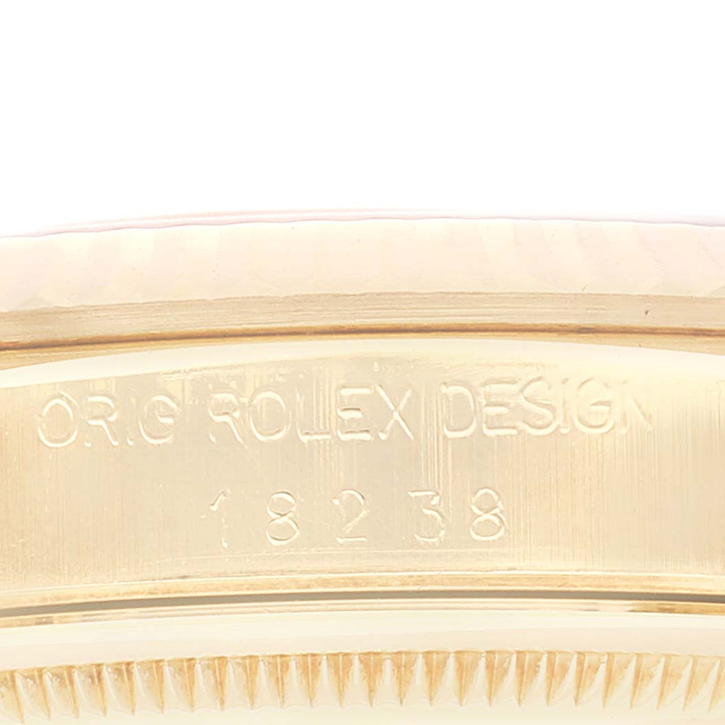 Rolex President Day-Date Yellow Gold String Diamond Emerald Dial Watch 18238