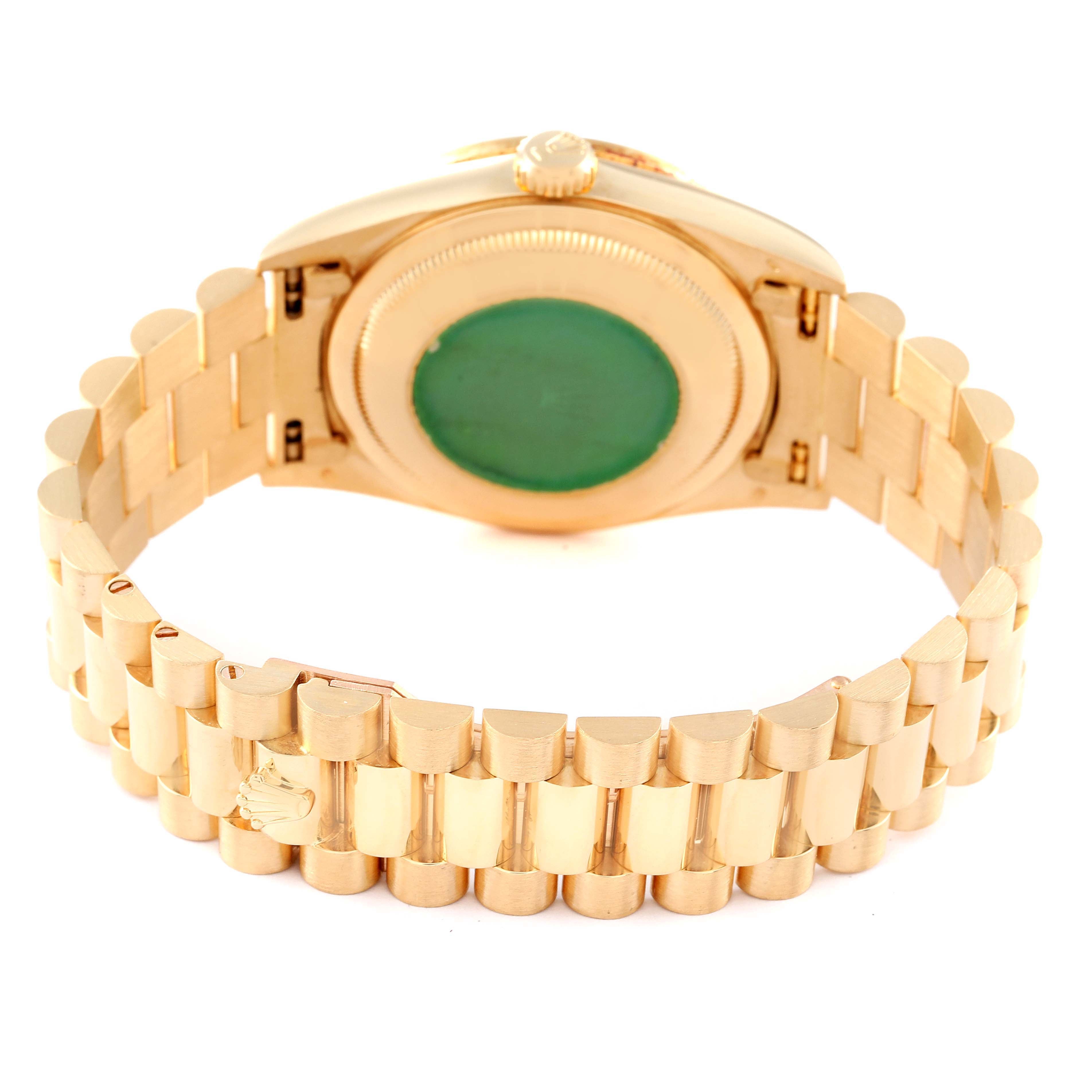 Rolex President Day-Date Yellow Gold String Diamond Ruby Dial Watch 18378