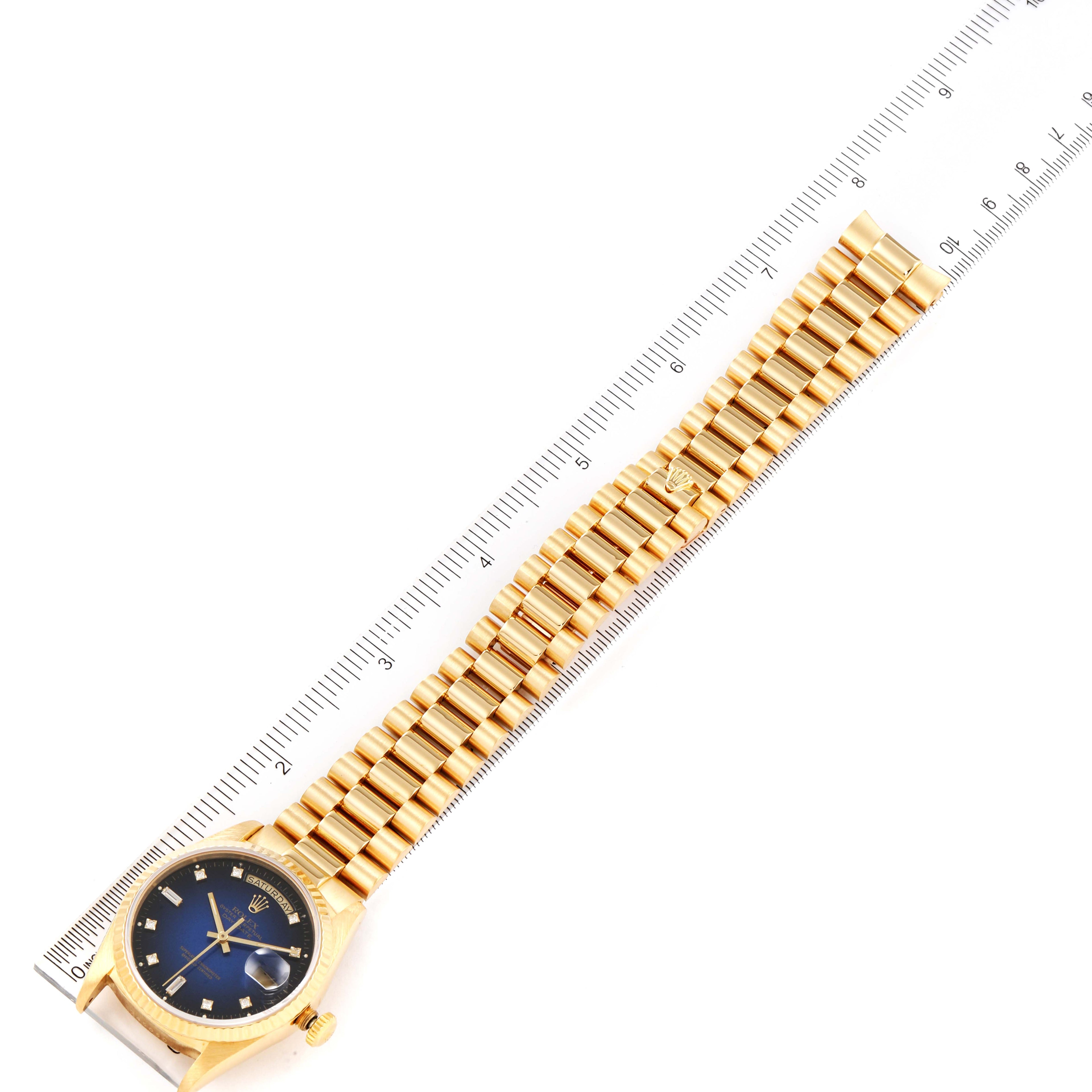 Rolex President Day-Date Yellow Gold Vignette Diamond Mens Watch 18238