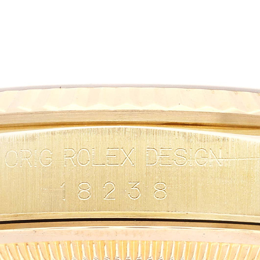 Rolex President Day Date Yellow Gold Vignette Diamond Mens Watch 18238 Box Papers