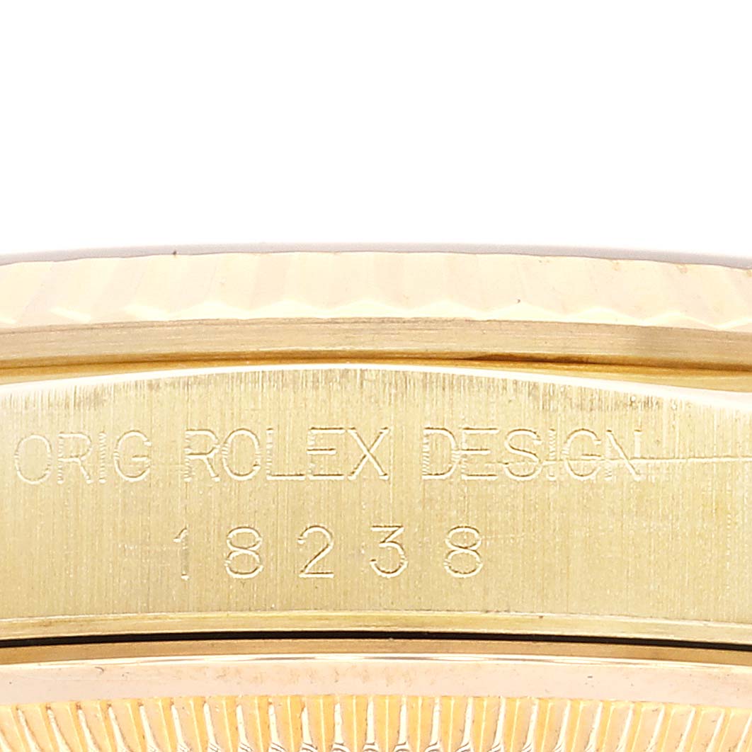 Rolex President Day Date Yellow Gold Vignette Diamond Mens Watch 18238 Box Papers