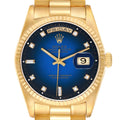 Rolex President Day Date Yellow Gold Vignette Diamond Mens Watch 18238 Box Papers