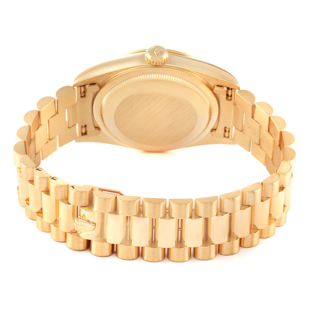 Rolex President Day Date Yellow Gold Vignette Diamond Mens Watch 18238 Box Papers