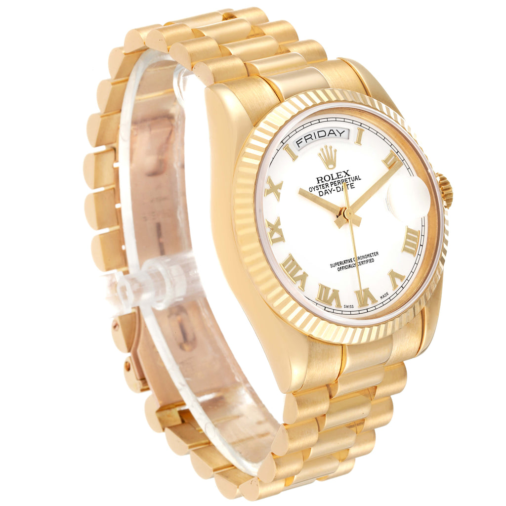Rolex President Day-Date Yellow Gold White Dial Mens Watch 118238 Box Papers