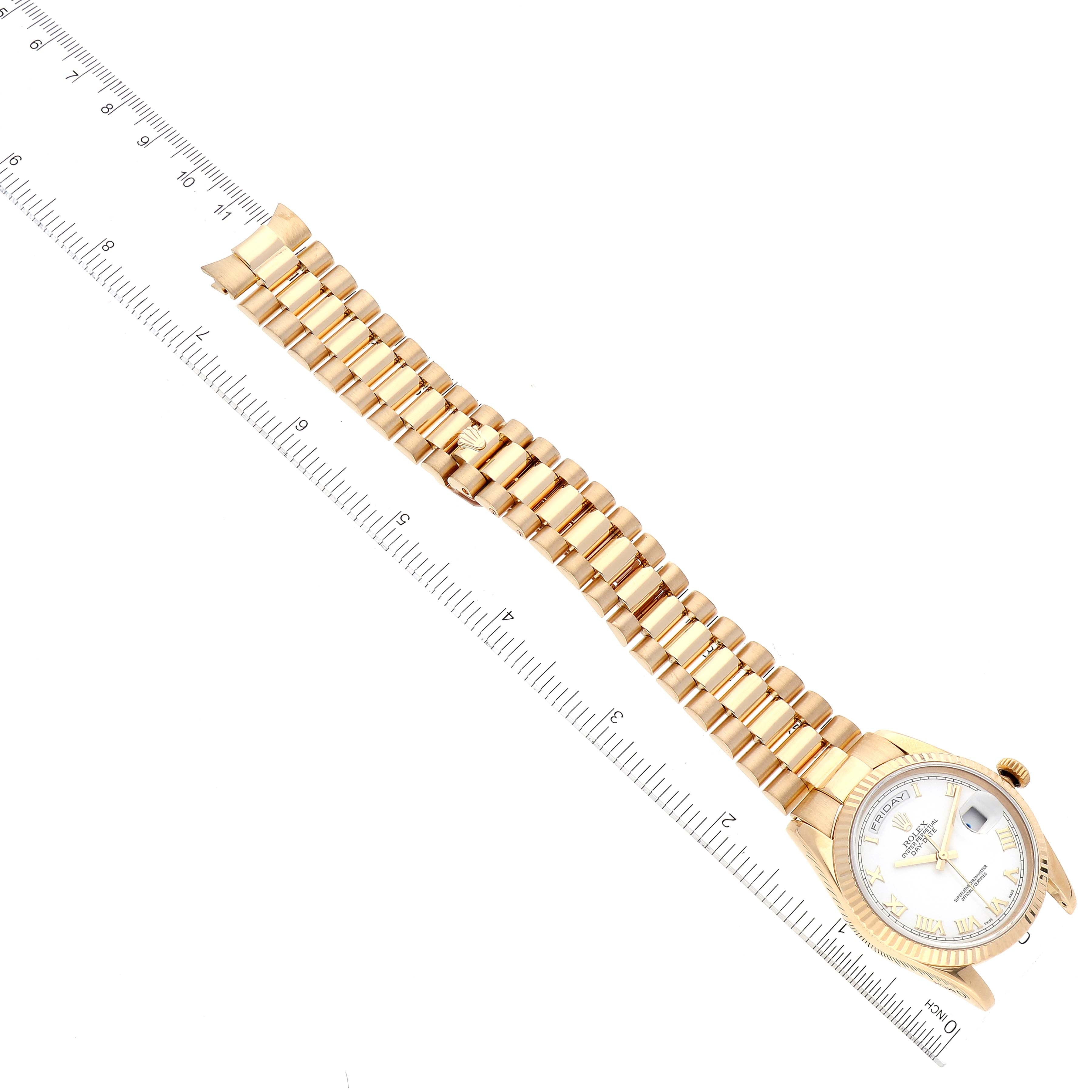 Rolex President Day-Date Yellow Gold White Dial Mens Watch 118238 Box Papers