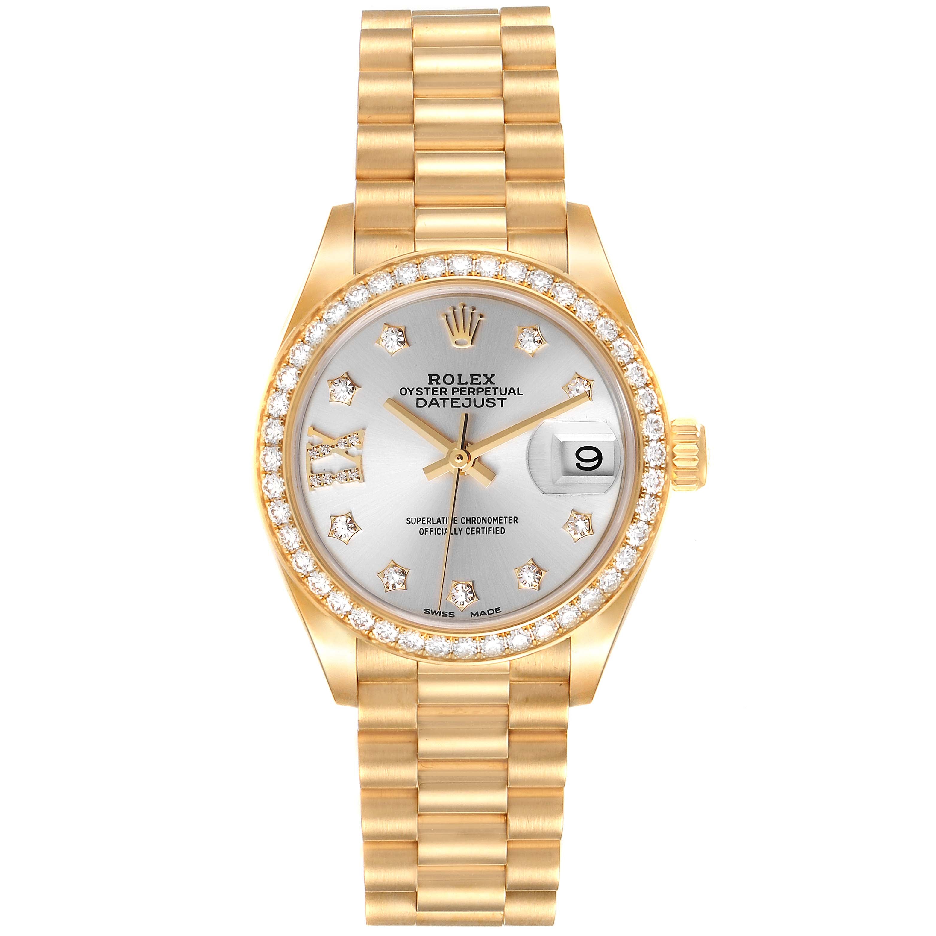 Rolex President Ladies 18k Yellow Gold Diamond Ladies Watch 279138 Box Card