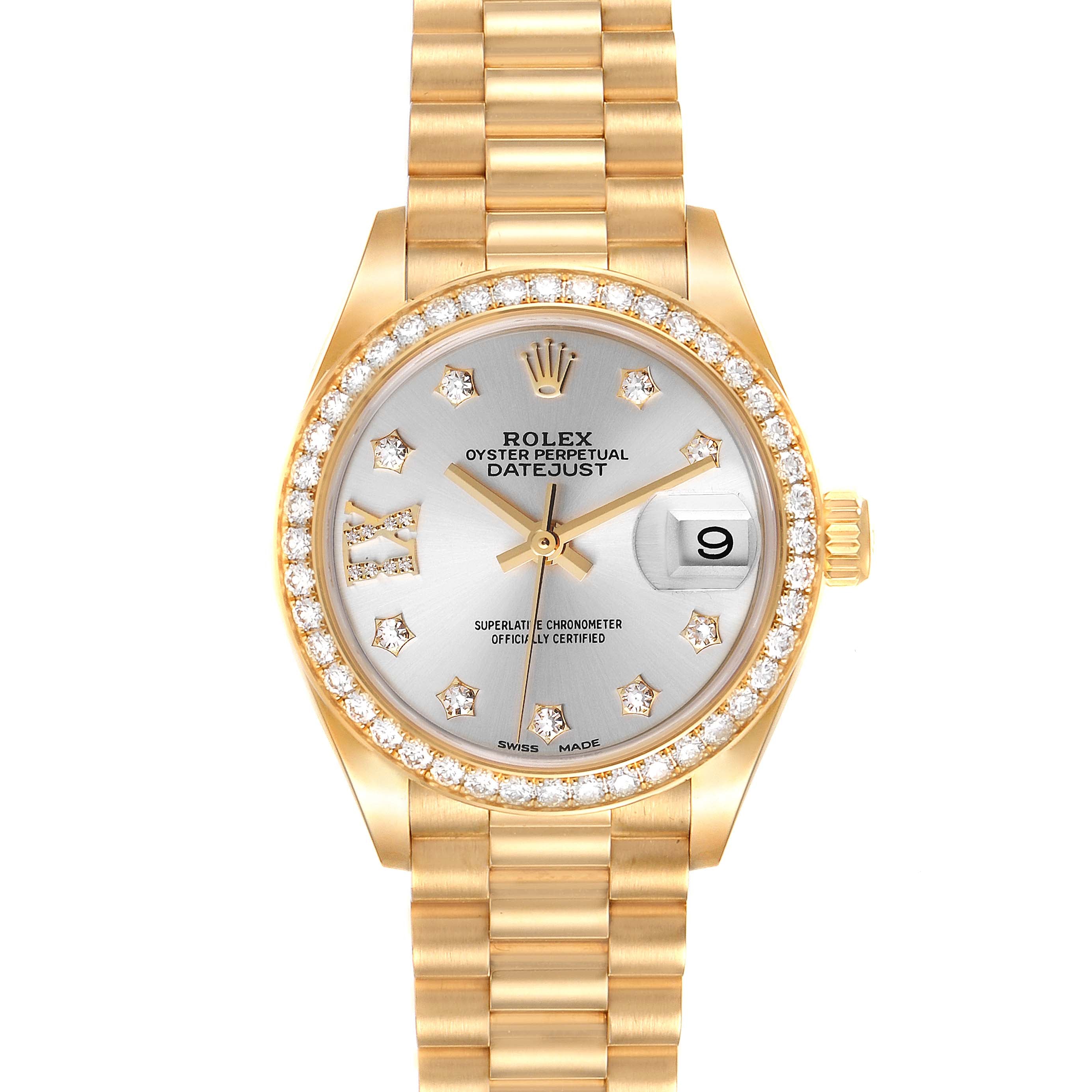 Rolex President Ladies 18k Yellow Gold Diamond Ladies Watch 279138 Box Card
