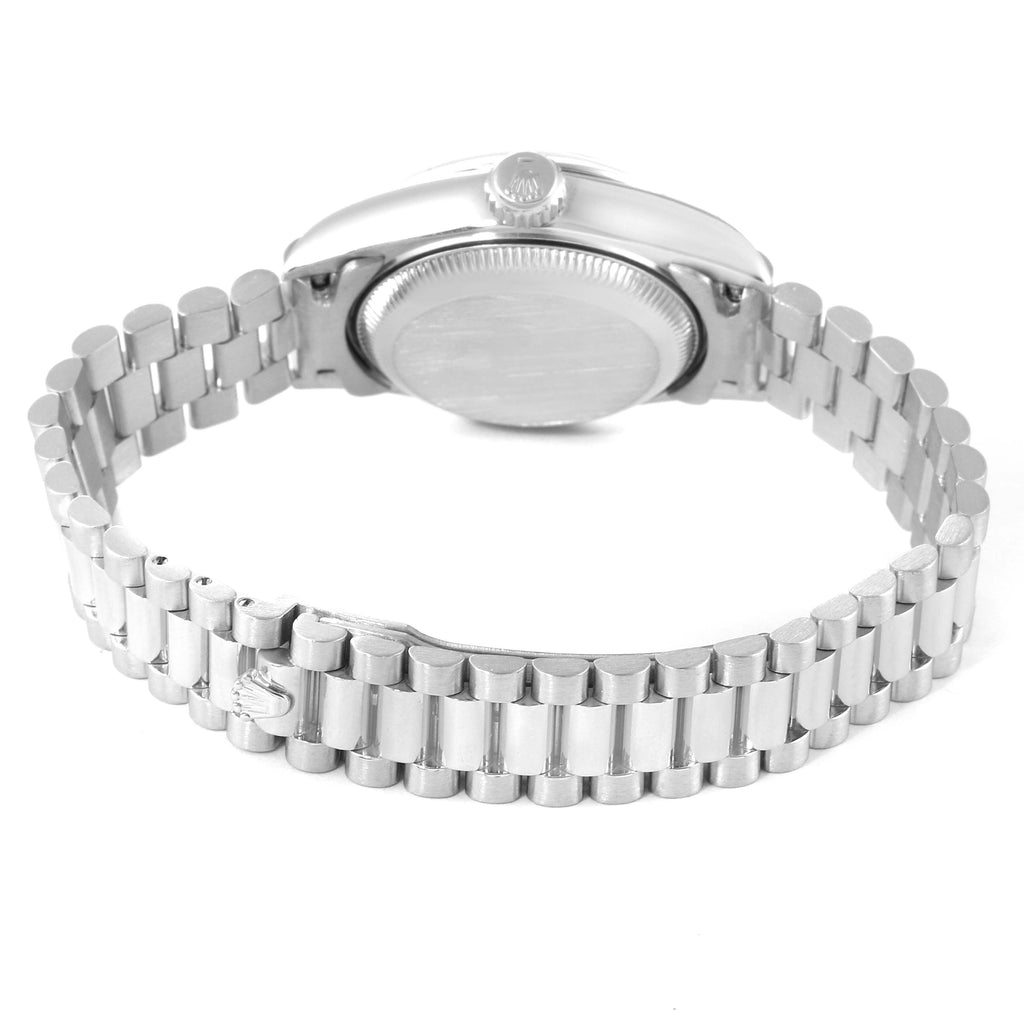 Rolex President Ladies Platinum Silver Diamond Dial Watch 79166