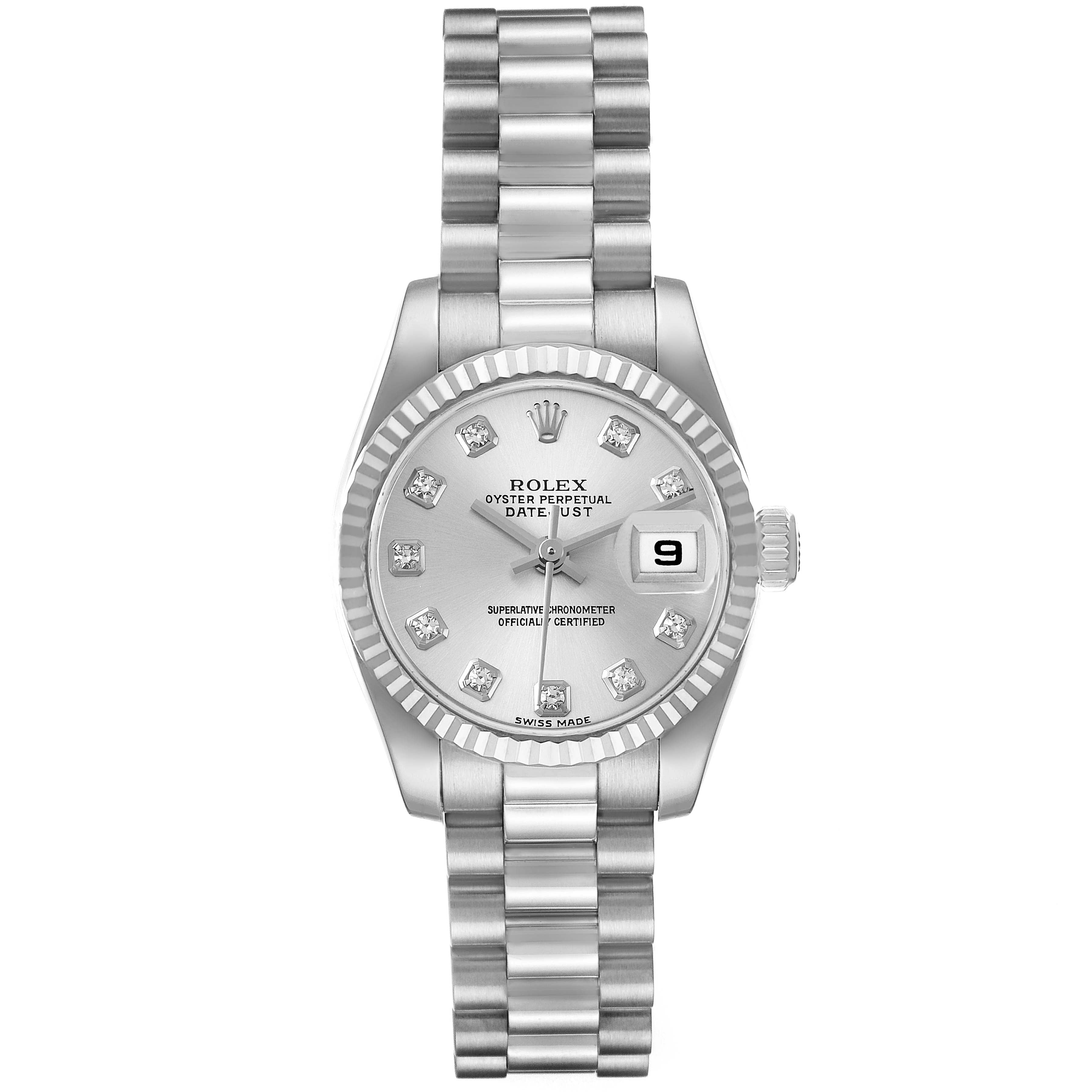 Rolex President Ladies White Gold Diamond Ladies Watch 179179
