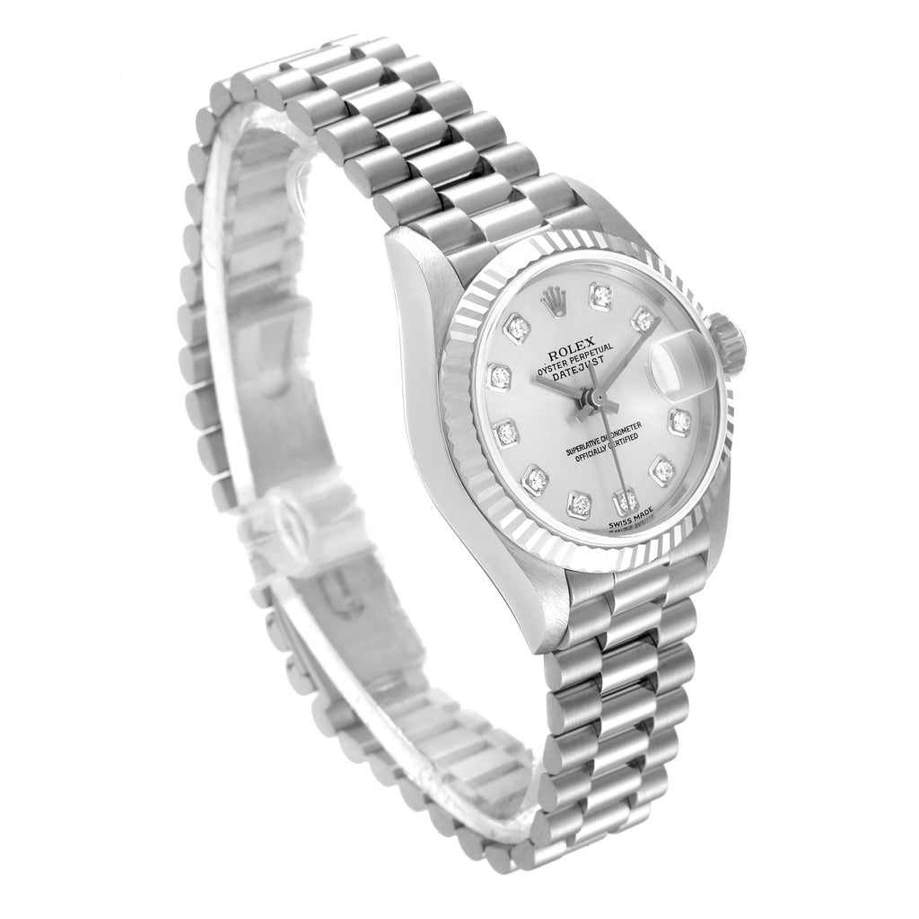 Rolex President Ladies White Gold Silver Diamond Dial Ladies Watch 79179