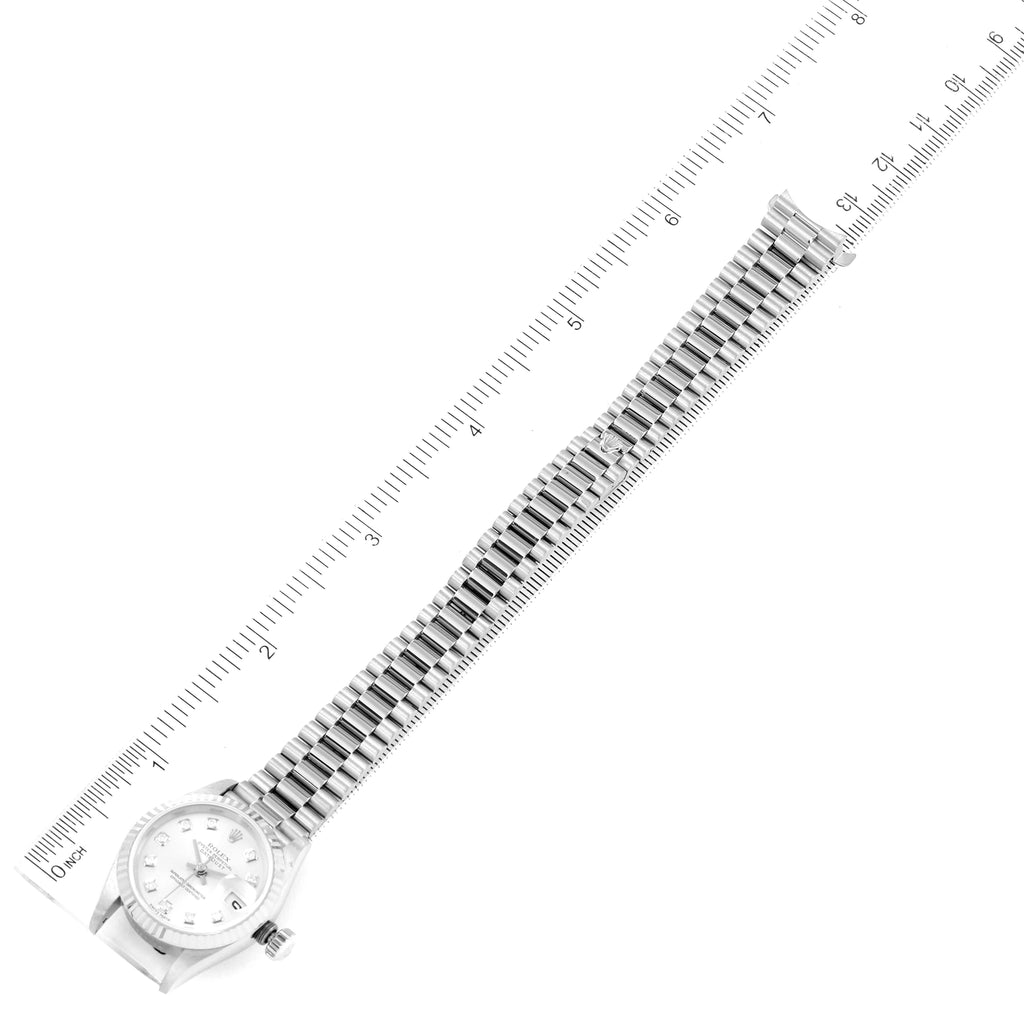 Rolex President Ladies White Gold Silver Diamond Dial Ladies Watch 79179