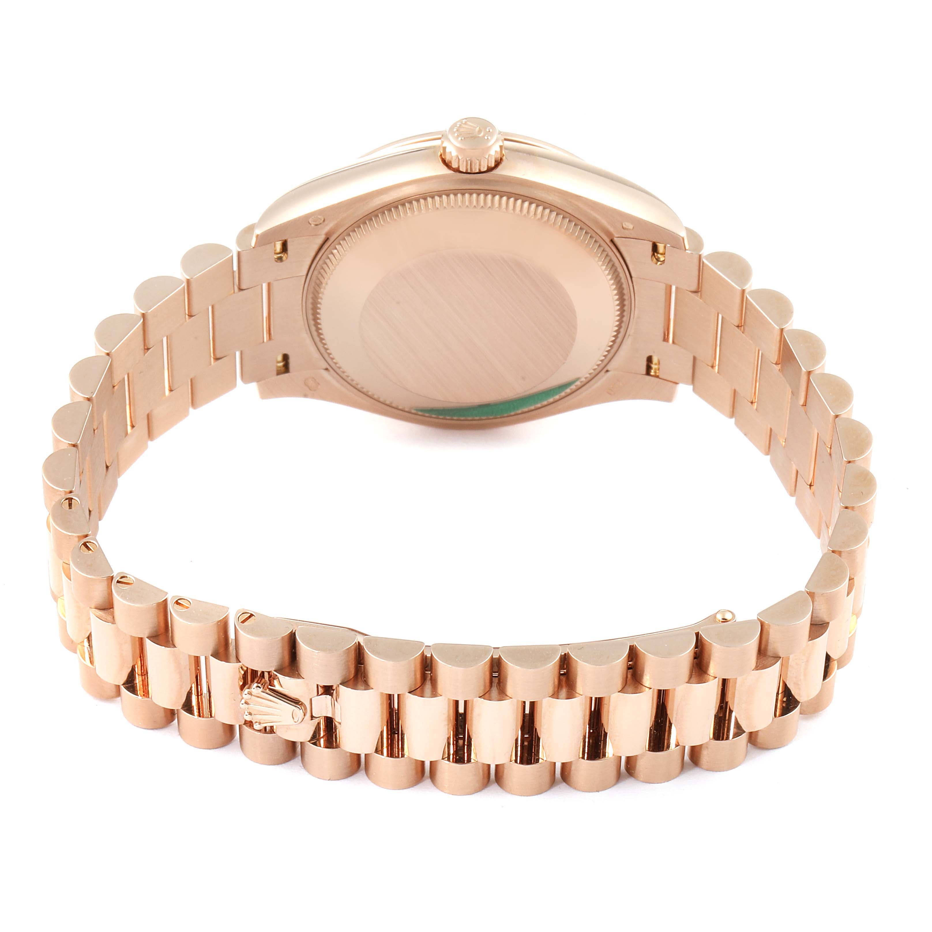 Rolex President Midsize Rose Gold Chocolate Diamond Watch 278275 Unworn