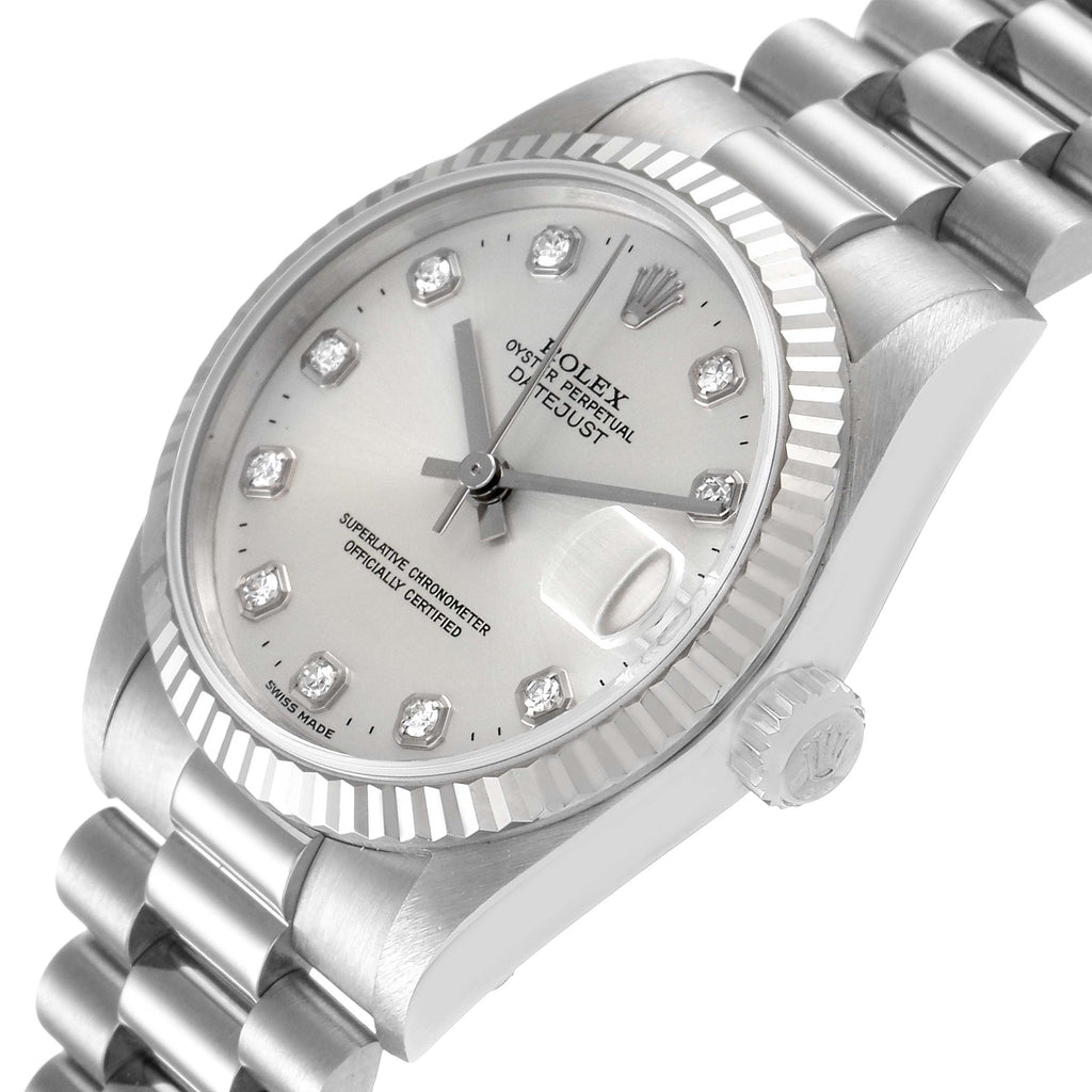 Rolex President Midsize White Gold Diamond Ladies Watch 78279