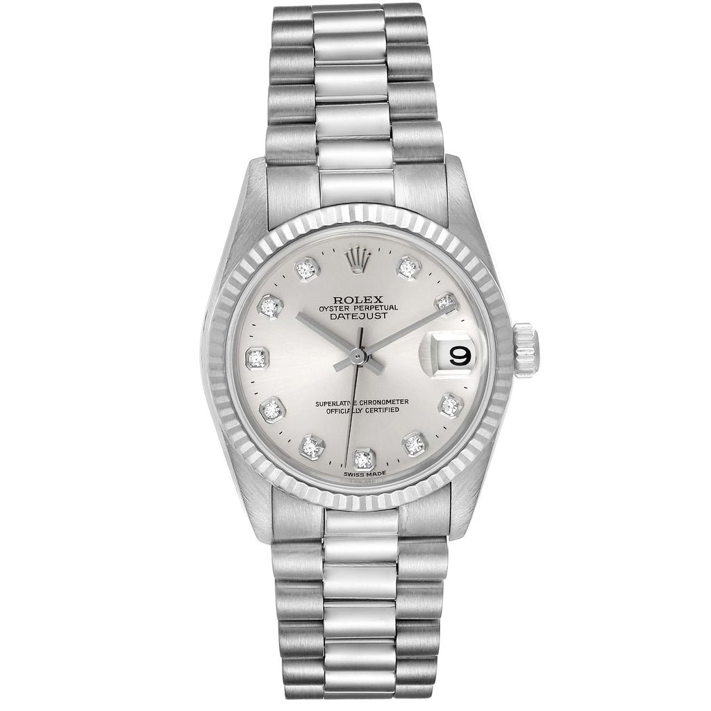 Rolex President Midsize White Gold Diamond Ladies Watch 78279