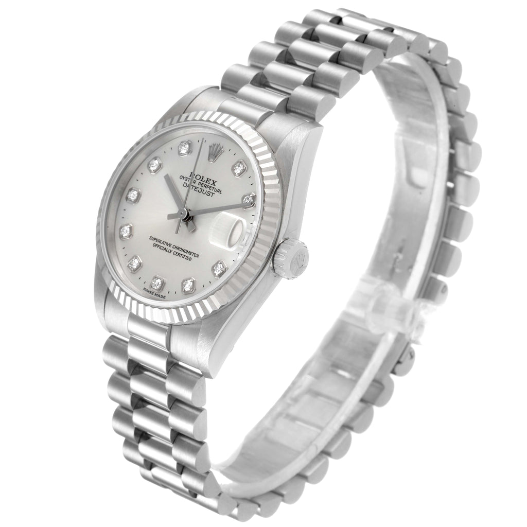 Rolex President Midsize White Gold Diamond Ladies Watch 78279