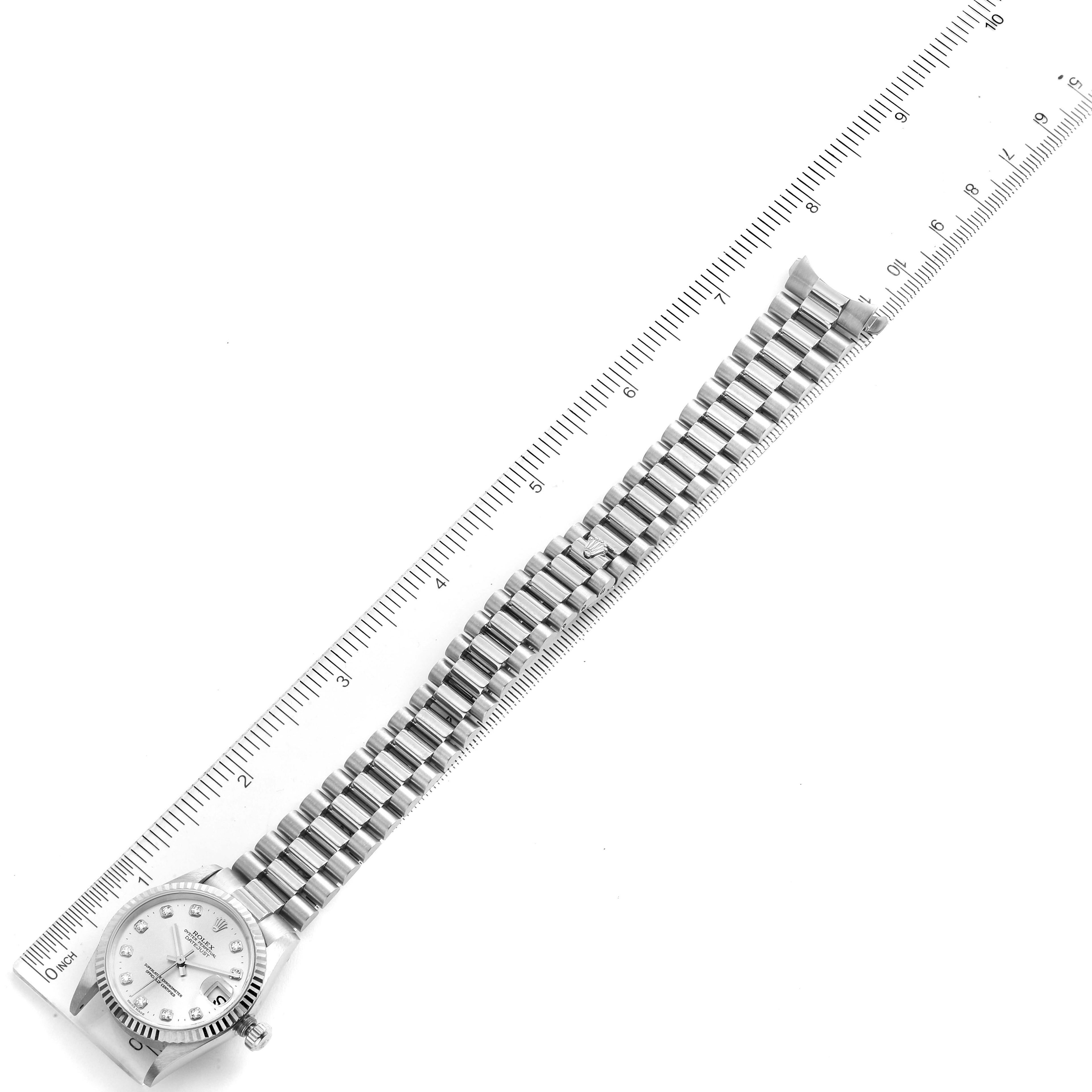Rolex President Midsize White Gold Diamond Ladies Watch 78279